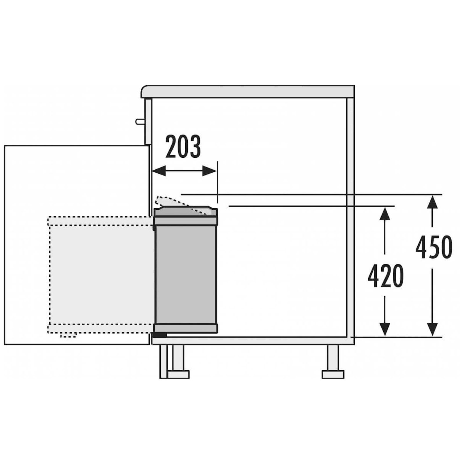 Hailo Mülleimer AS Uno 18 Einbau-Abfallsammler 18 Liter 3418071, schwenkbar, für Unterschrank ab 45 cm, Automatischer Deckel – Bild 3 von 3