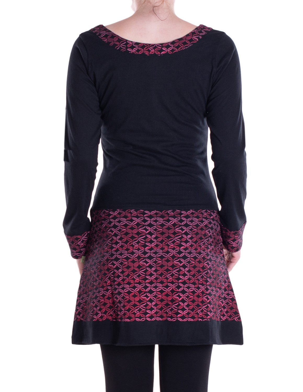Vishes Langarmshirt Langarmshirt-Kleid Leicht Kurze Damen Kleider Langarm Tunika retro Hippie, Elfen, Boho Style, Alternative Bekleidung