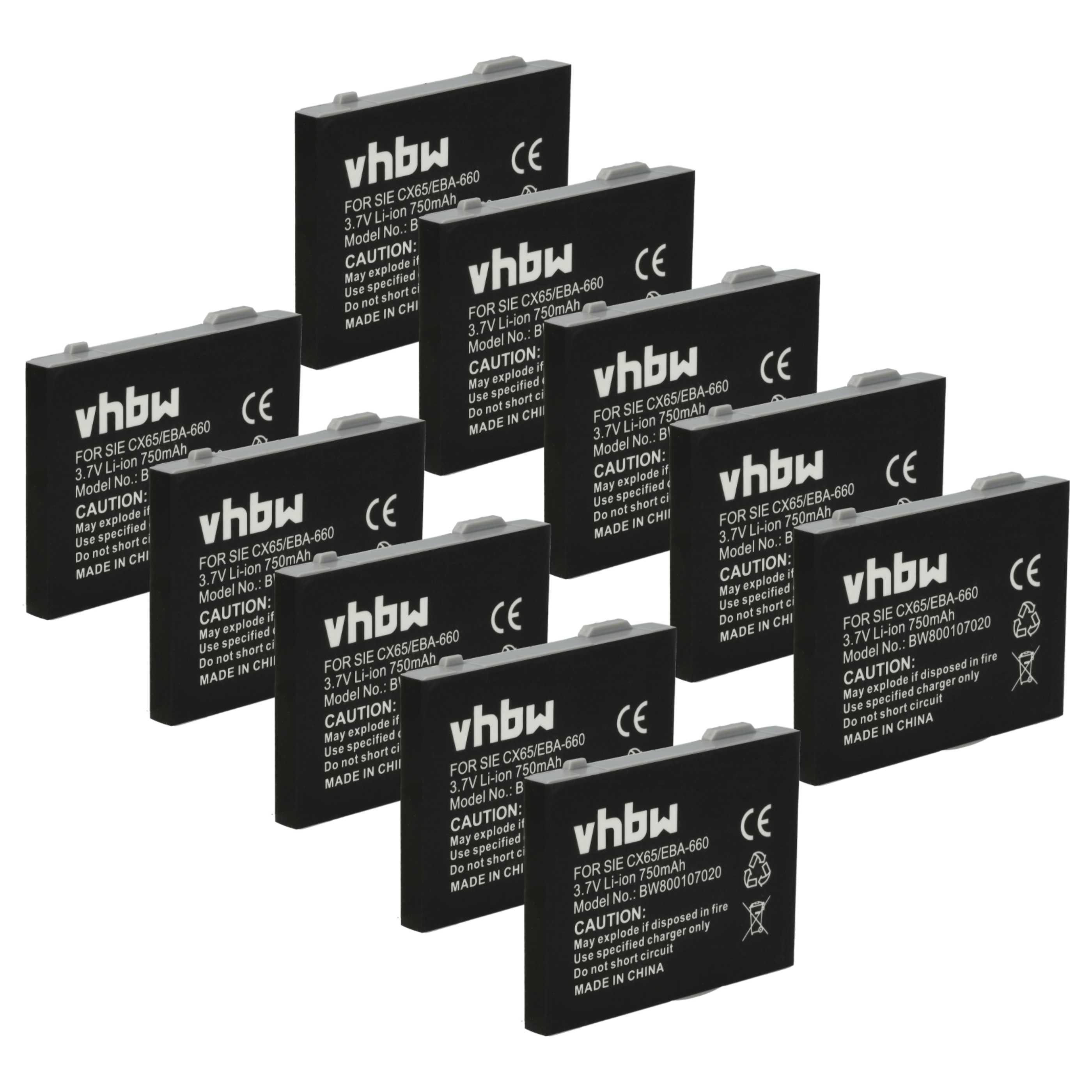 vhbw Akku passend für Siemens A58, C65, C70, C72, A31, AX72, C71, C66, C75, Akku Akku Li-Ion 750 mAh (3,7 V, 10 St), Leistungsfähige Austausch-Akkus für Telefon, Festnetz oder schnurloses