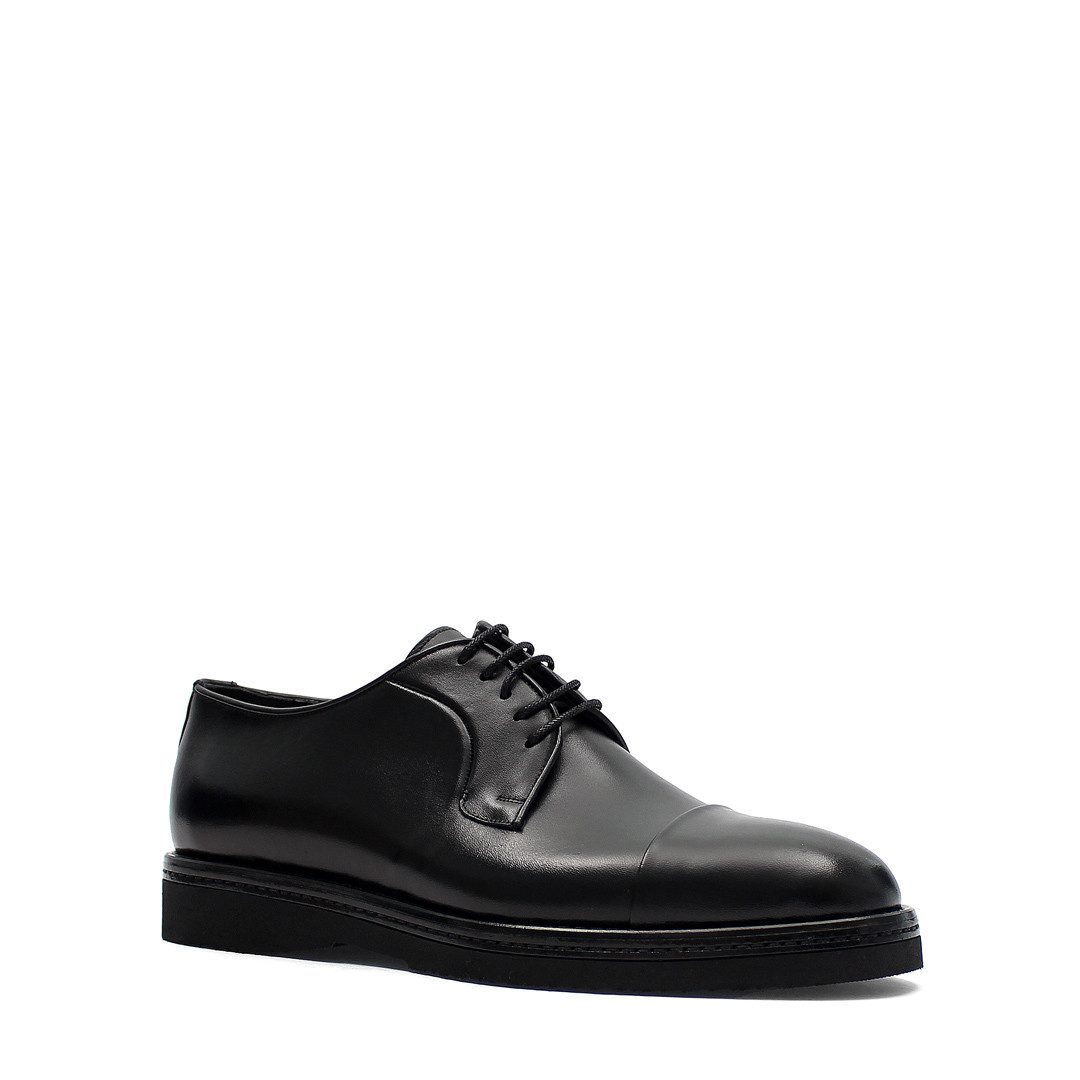 Celal Gültekin Cap-Toe Plateau Profilsohle Schnürschuh Herren Schnürschuh Glattleder, Cap-Toe, Plateau-Profilsohle, Schwarz, 45
