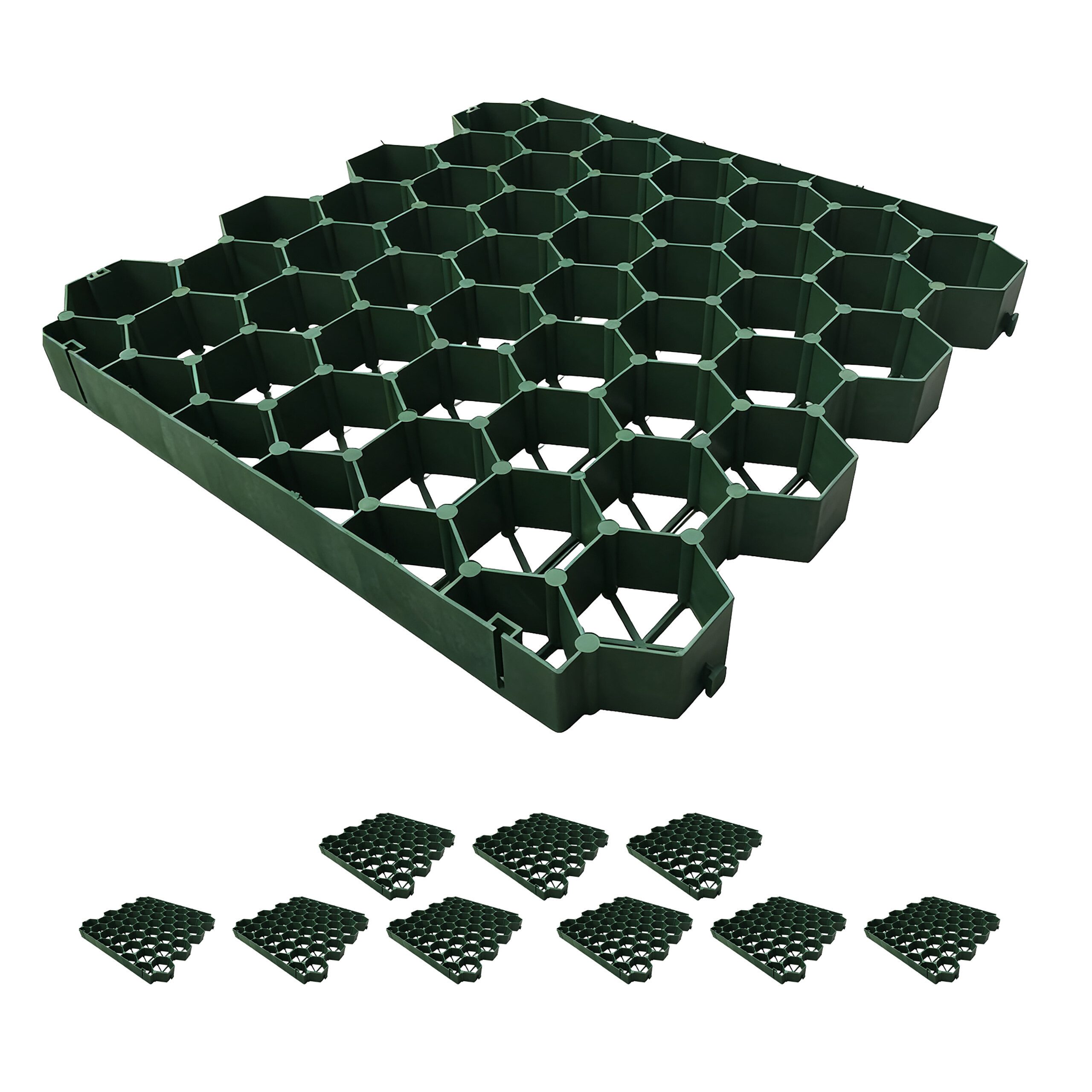 relaxdays Rasengitter Kunststoff im Set, 50x50 cm, 10er Pack