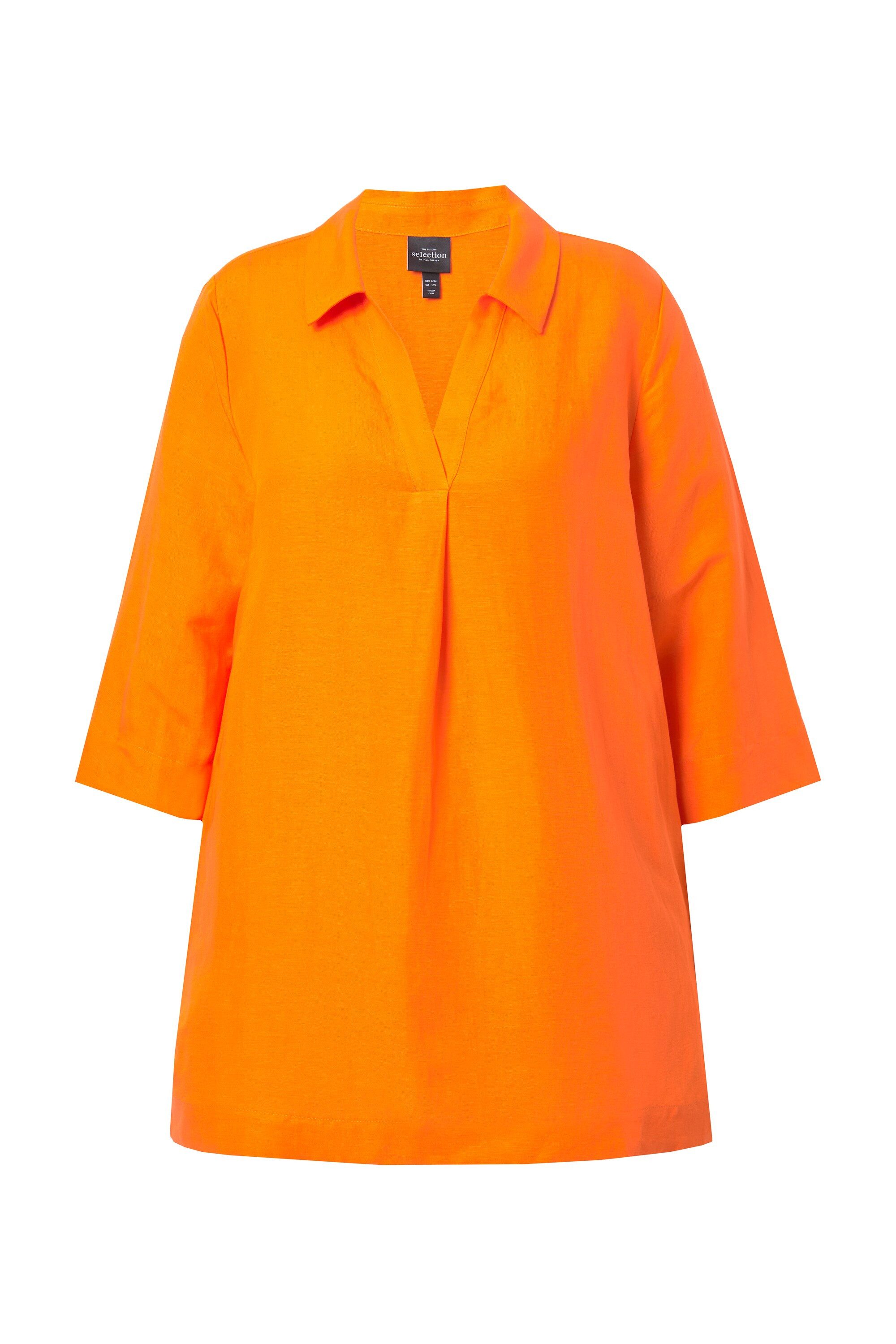 Ulla Popken Spitzenbluse Longtunika A-Linie Hemdkragen 3/4-Arm günstig online kaufen