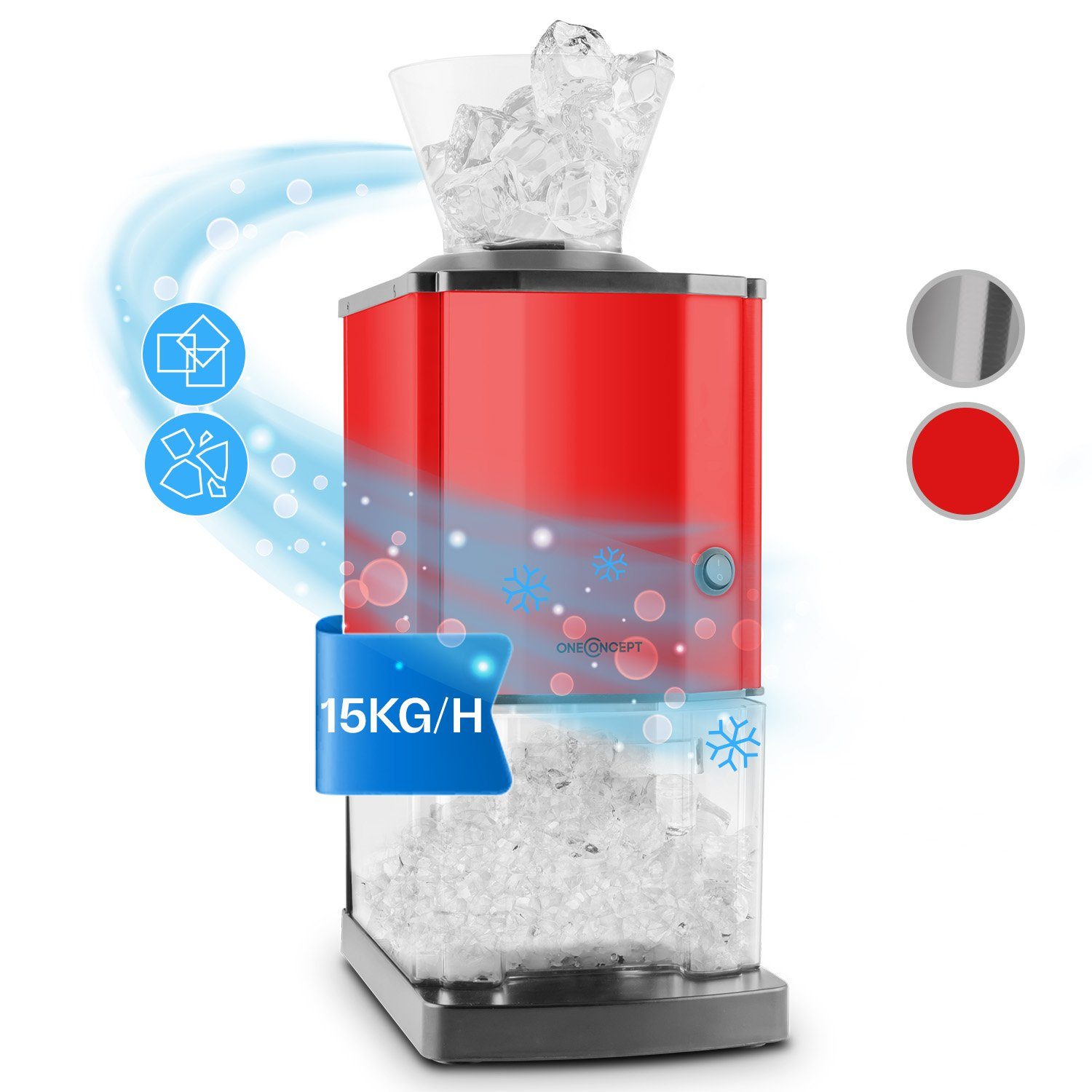 Klarstein Eiswürfelmaschine Icebreaker Eiswürfelbereiter, Edelstahl 12kg/Tag Display L Eiswürfelautomat
