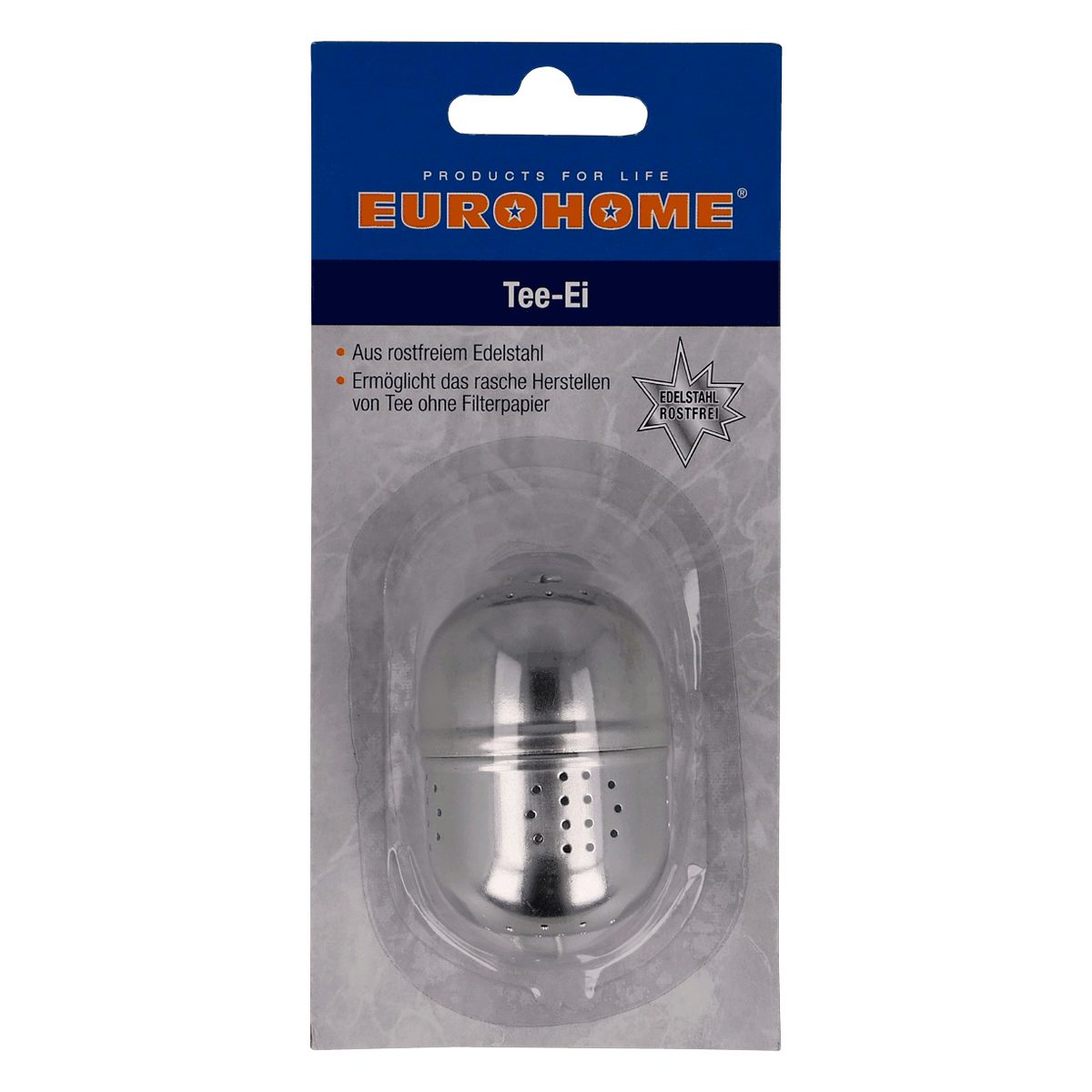 EUROHOME Teesieb Tee Ei mit langer Kette und feinem Sieb, Edelstahl, (1-St., Teesieb 4 x 5,5 cm und Kette 11 cm), Teeei für losen Tee - Teefilter Edelstahl
