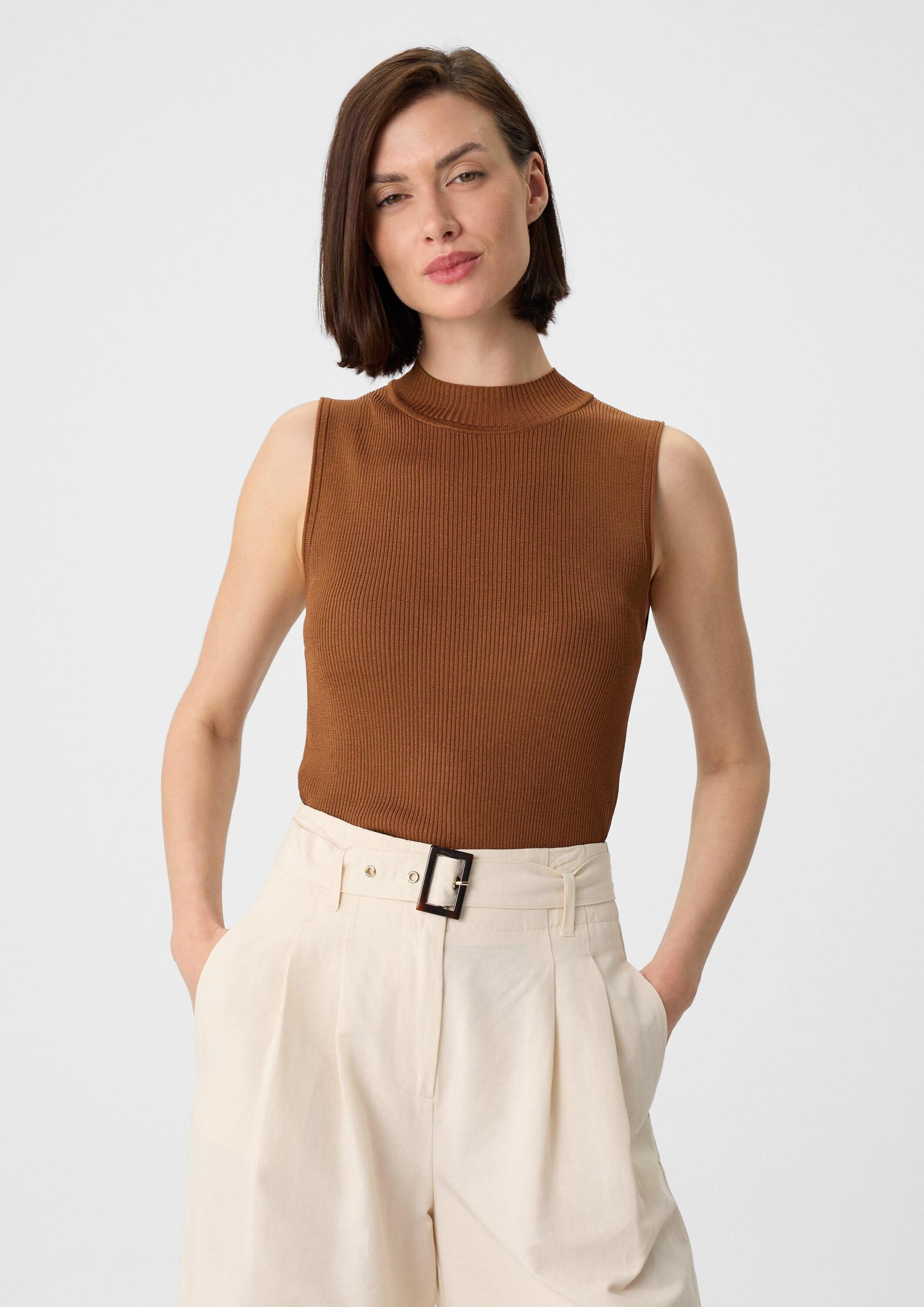 comma Rundhalspullover Strickpullunder Feinstrick-Top im Slim Fit mit Stehk günstig online kaufen