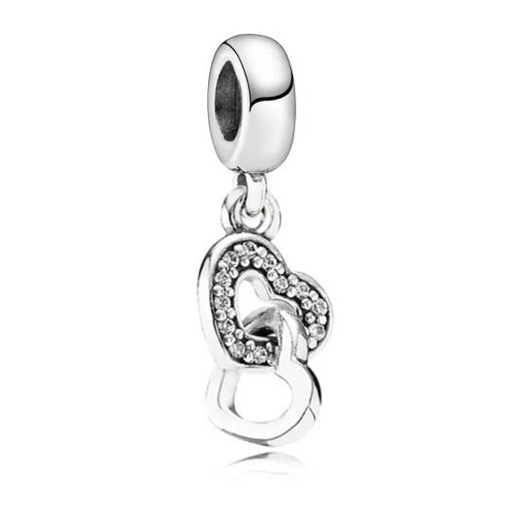 PANDACHARMS Bead Dein Herz immer bei mir Anhänger für Charm Armband, Silber, Zirkonia