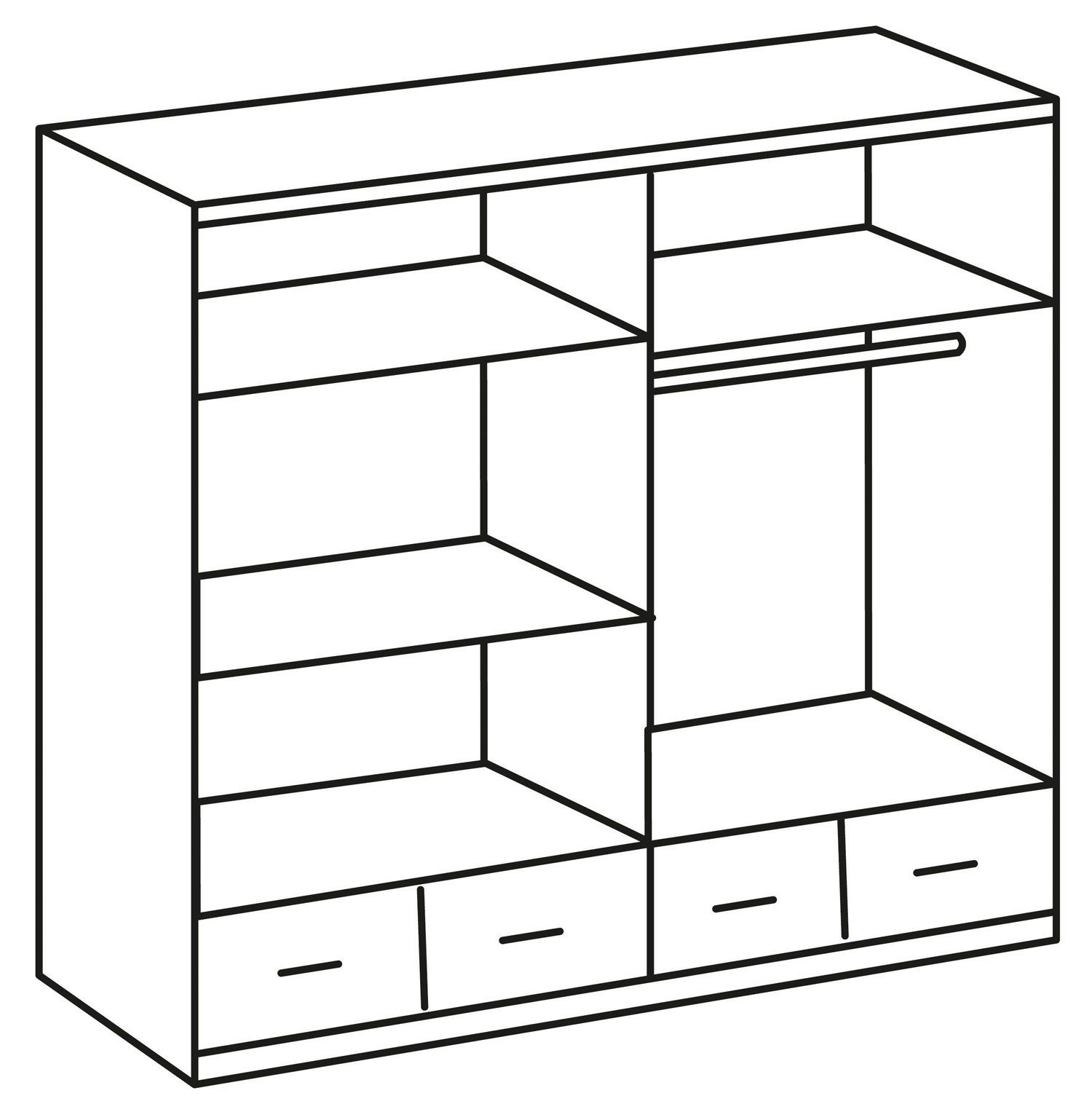 Wimex Kleiderschrank 4-türig Spiegel weiß Imago 180cm