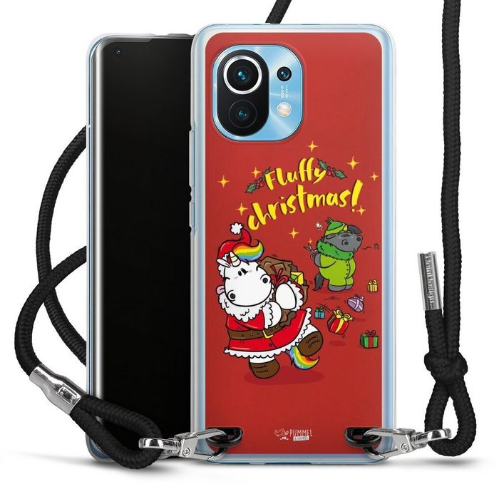 DeinDesign Handyhülle Pummeleinhorn Fluffy Christmas Red Xiaomi Mi 11 Handykette Hülle mit Band Case zum Umhängen