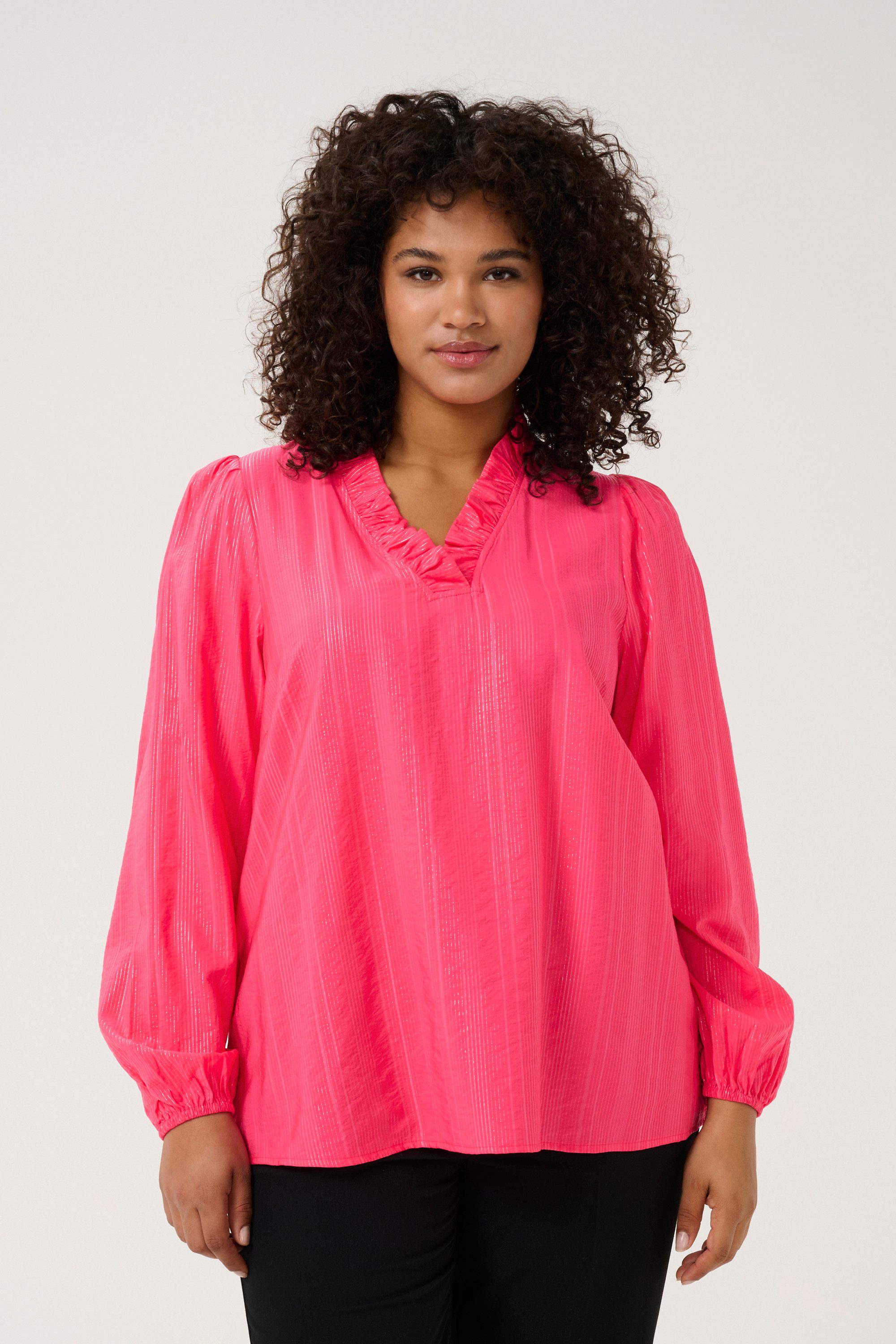 KAFFE Curve Langarmbluse Langarm-Bluse KCanni Große Größen