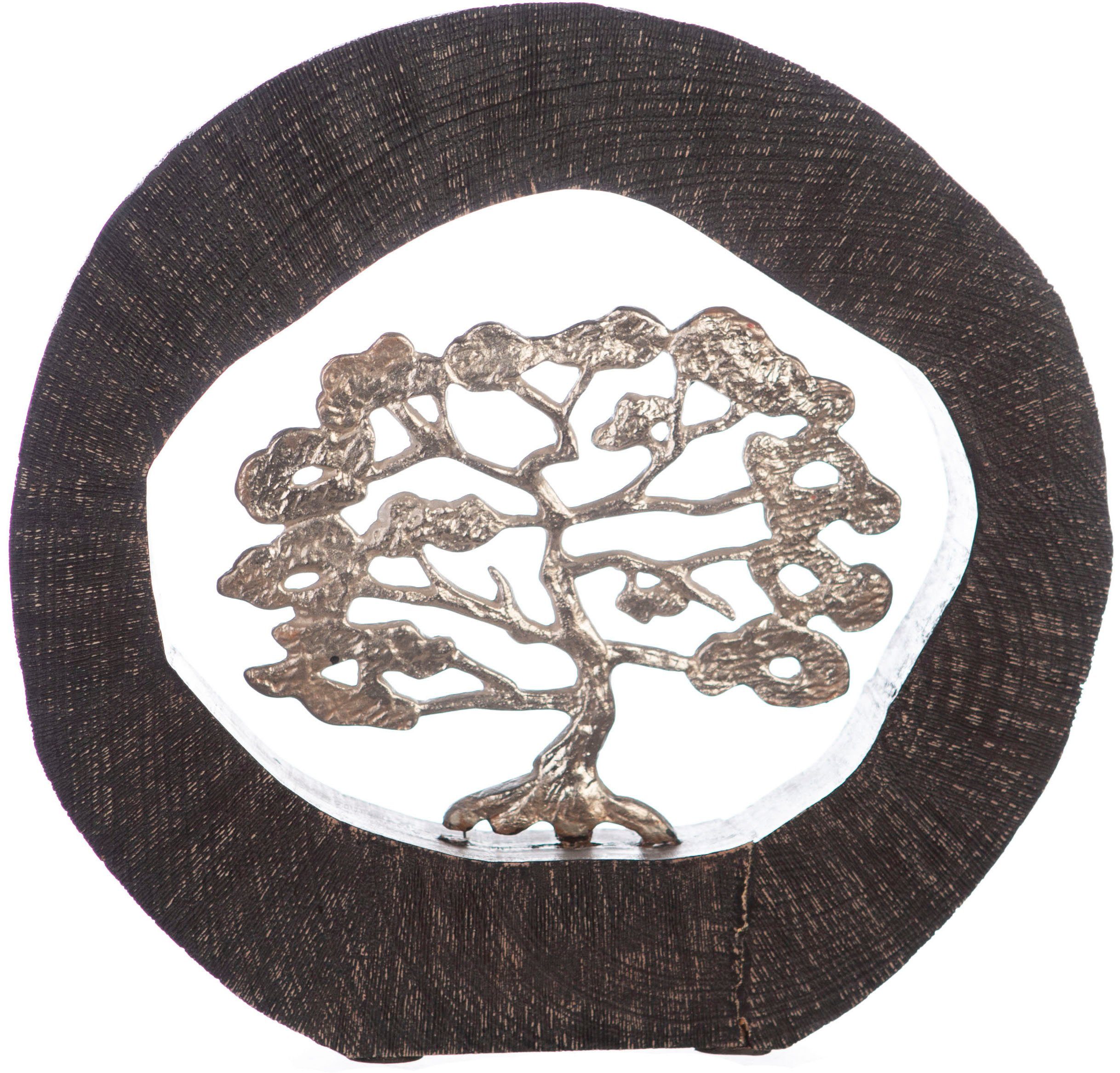 Metall handgefertigt, Wohnzimmer cm, Beech, Baum, Höhe 35 und (1 Motiv Dekoobjekt Skulptur Holz, St), aus schwarz/silber GILDE