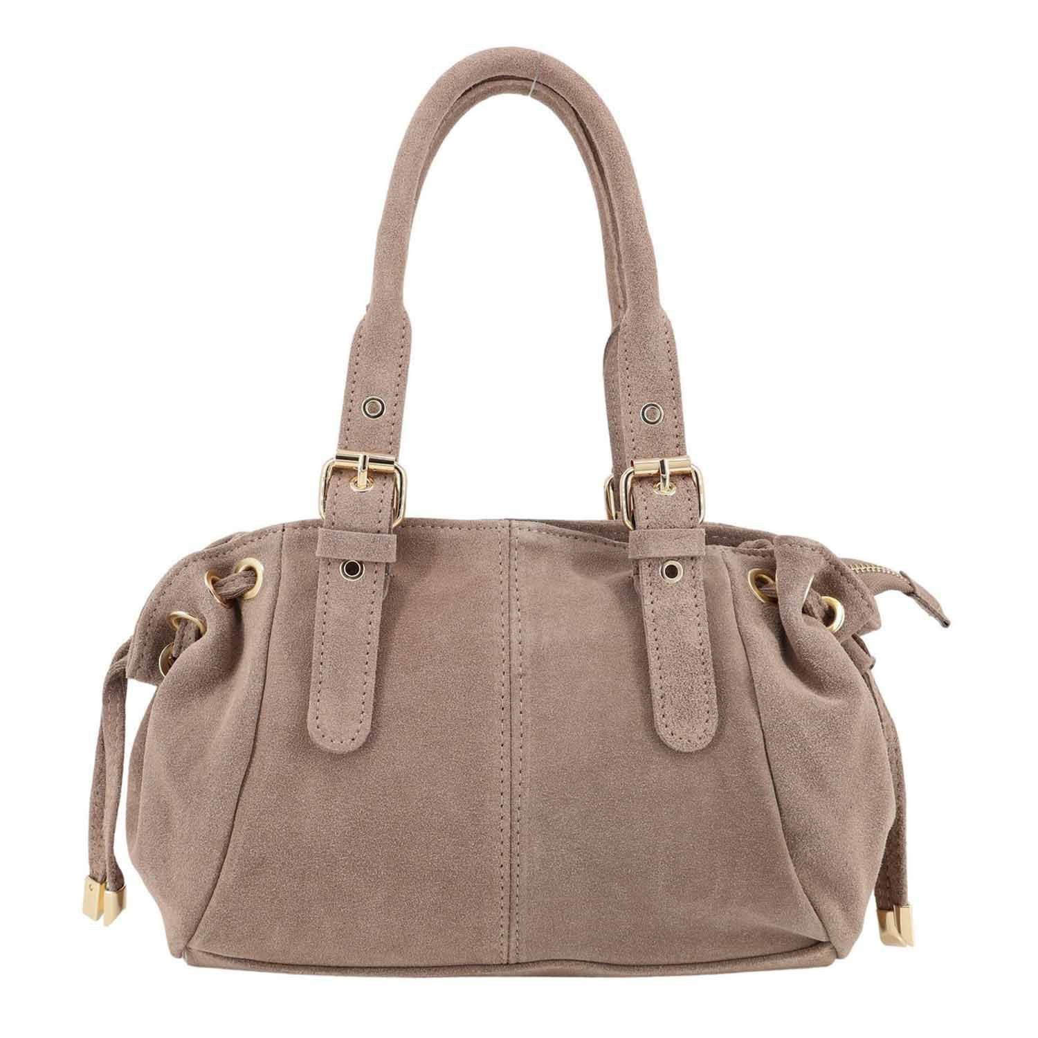 ITALYSHOP24 Schultertasche Made in Italy Damen Wildleder Tasche Tote Bag Shopper Umhängetasche, Ledertasche Cross Over Handtasche Velour Crossbody Hobo Leichtgewicht