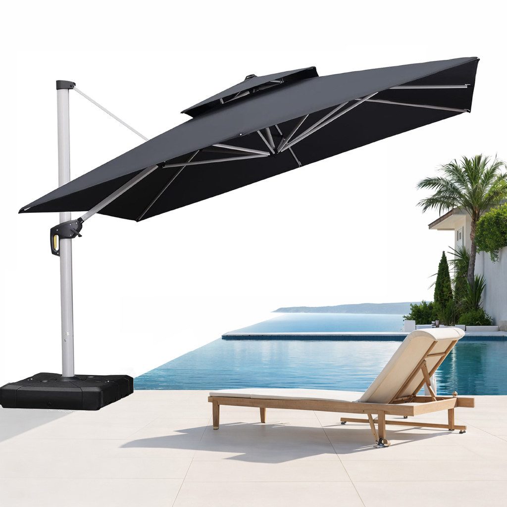 PURPLE LEAF Ampelschirm Rechteckiger Außenbereich Doppeldach Ampelschirm, Terrassenschirm, LxB: 365,00x270,00 cm, für Garten,Terrasse, Pool