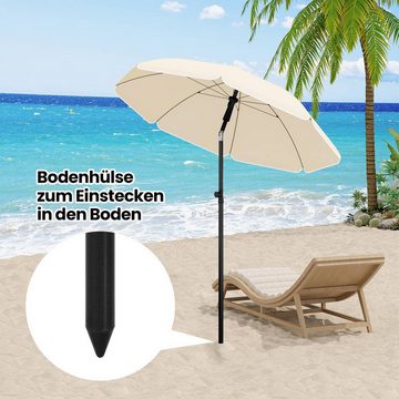 Woltu Sonnenschirm, Strandschirm UV-beständig, höhenverstellbar, 45° knickbar, rund
