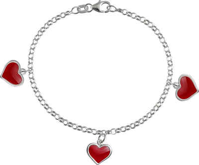 SilberDream Silberarmband SilberDream Armband rot Schmuck für Kinder (Armband), Kinder Armband (Herzchen) ca. 16,5cm, 925 Sterling Silber, Farbe: rot