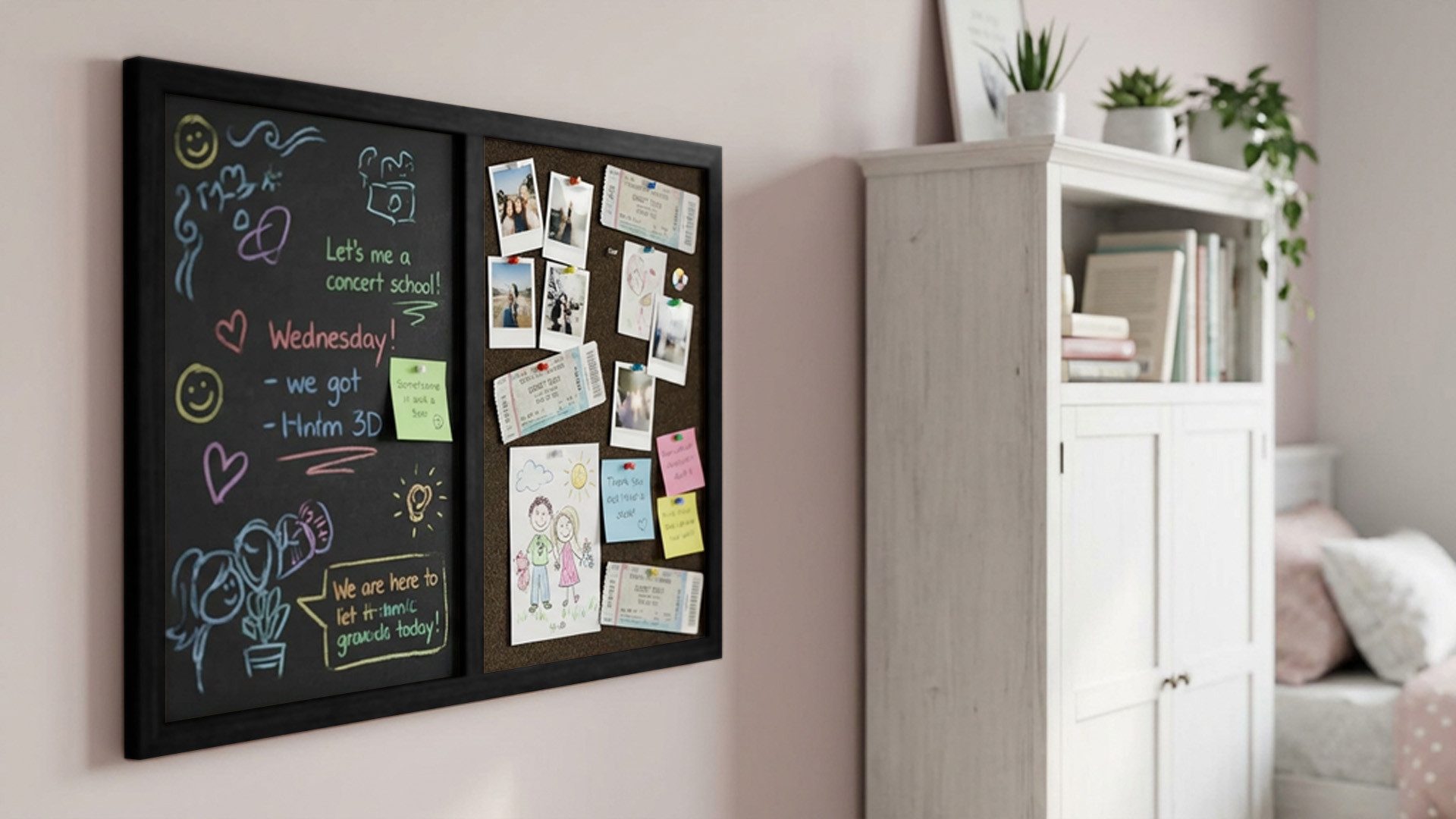 ALLboards Tafel Kombitafel Kork / schwarz magnetisch Holzrahmen schwarz lackiert