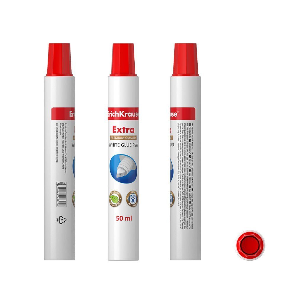 Erich Krause Klebestift, PVA Kleber haftstark weiß mit Applikator 50ml wasserlöslich 1 Stück