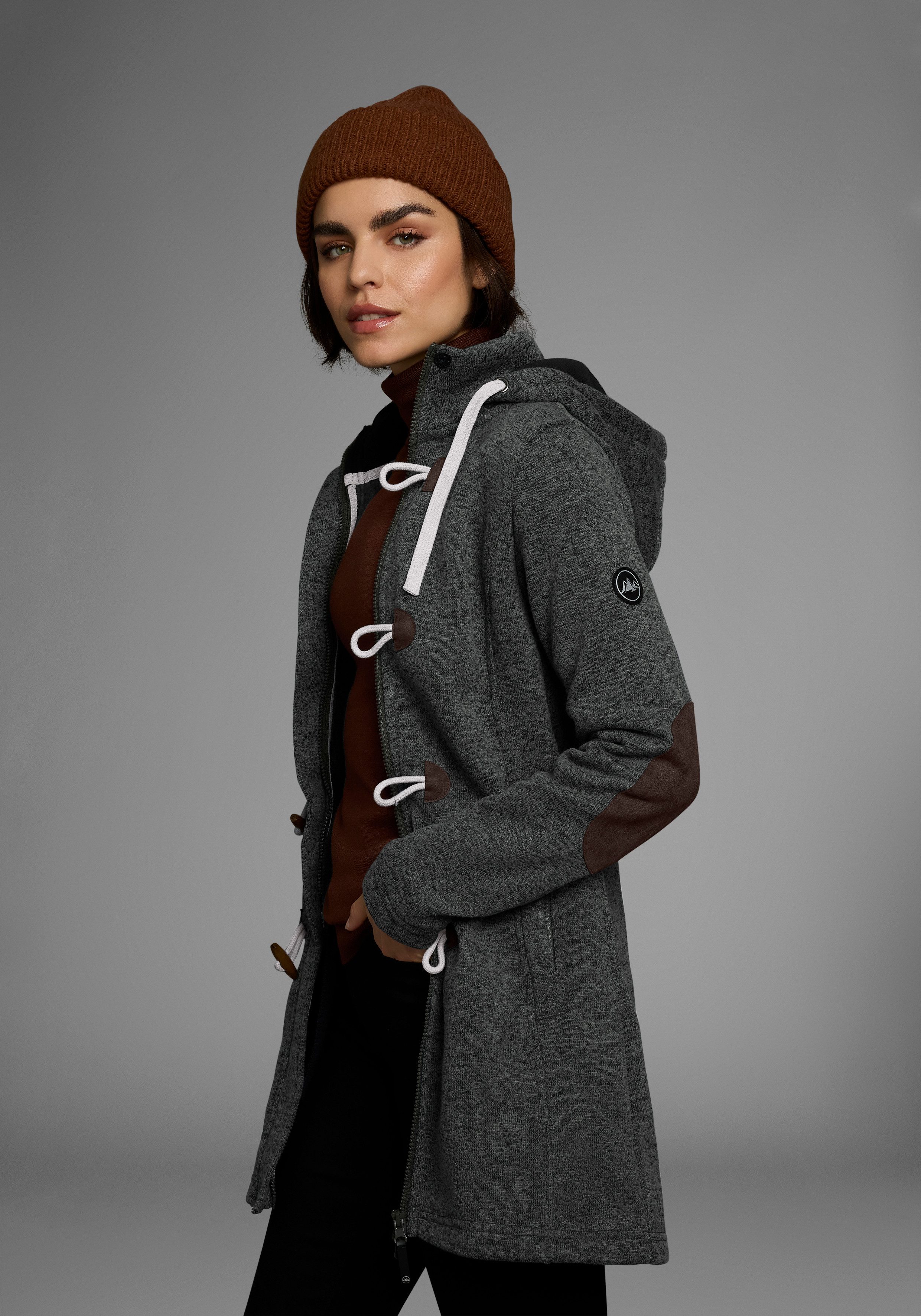 Polarino Strickfleecejacke für den Übergang, aus Strickfleece, atmungsaktiv