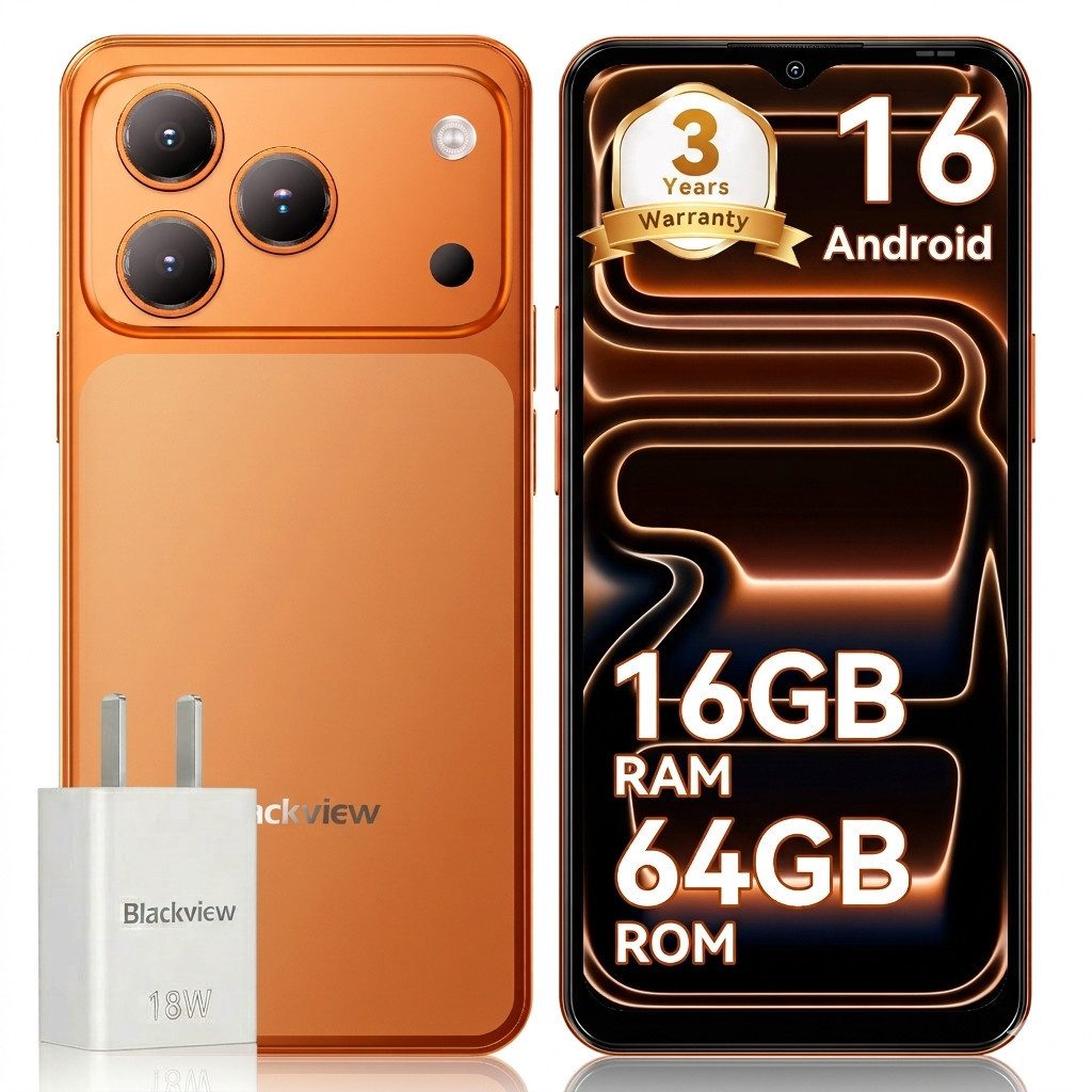 blackview Blackview A16 WAVE 7C (16+64) 60HZ 5000mAh AI Smartphone (32 MP Kamera, 4G Dual SIM/Face ID/IP54/GPS/3 Jahre Garantie)