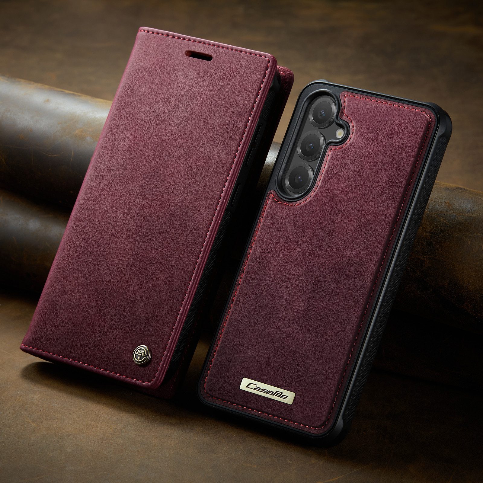 Mycotech Handyhülle Premium 2in1 Klapphülle für Samsung mit abnehmbarem Case Retro Tasche