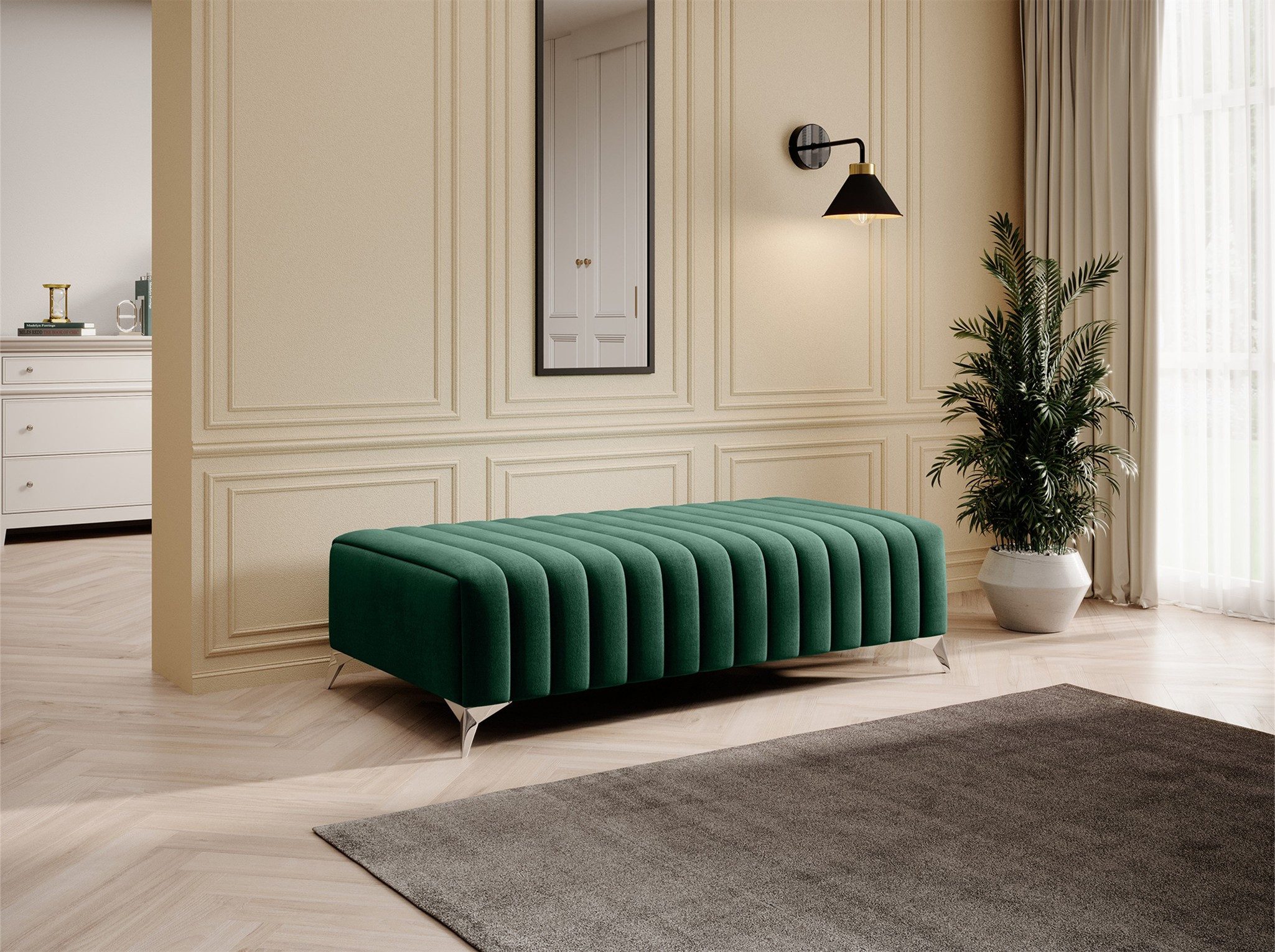Fun Möbel Polsterhocker Designerhocker ELENI in Velourstoff Monolith