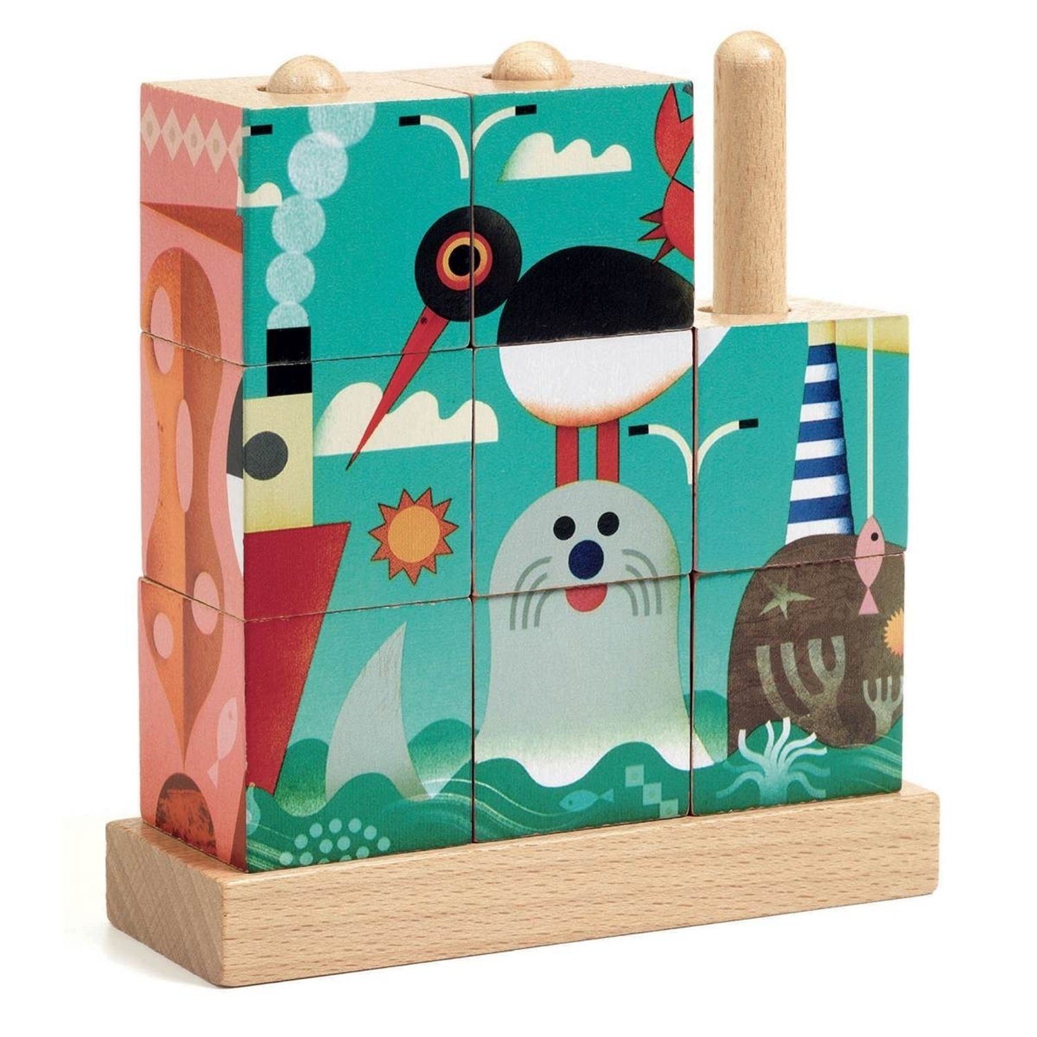 DJECO Spiel DJ01913 Holzpuzzle Puzz-up Meer