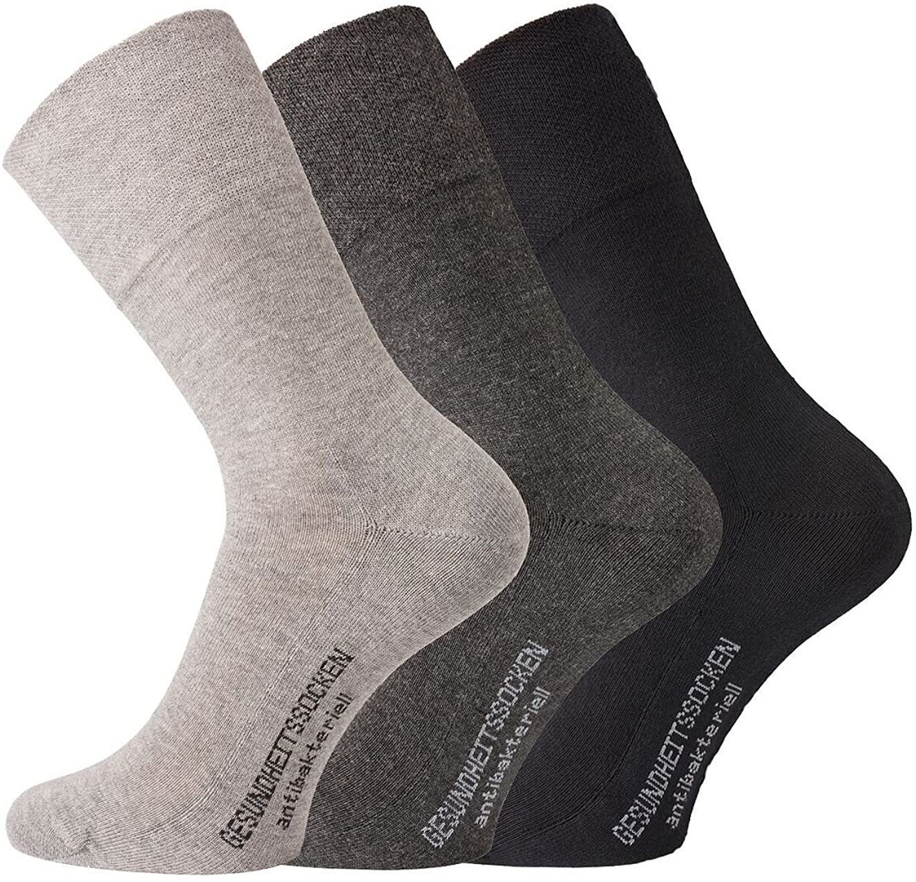 TippTexx 24 Komfortsocken 6 Paar Antibakterielle Socken mit ANTI-LOCH-Garantie, GERUCHSKILLER Grautöne | Socken