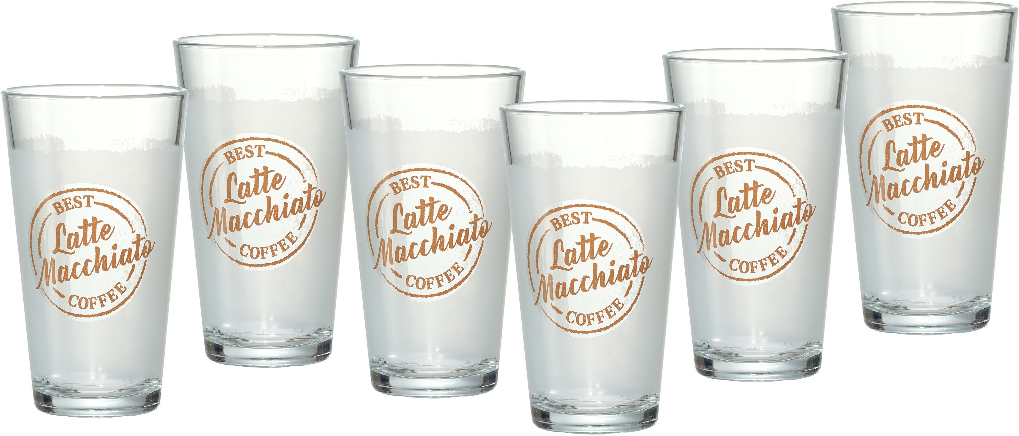 Ritzenhoff & Breker Latte-Macchiato-Glas »Happy, Best Coffee«, Glas, 400 ml,  6-teilig