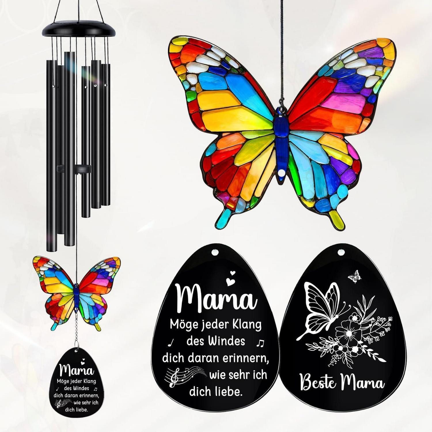 LuxusKollektion Windspiel Windspiel mit Spruch für Mama Garten Deko (1 St)