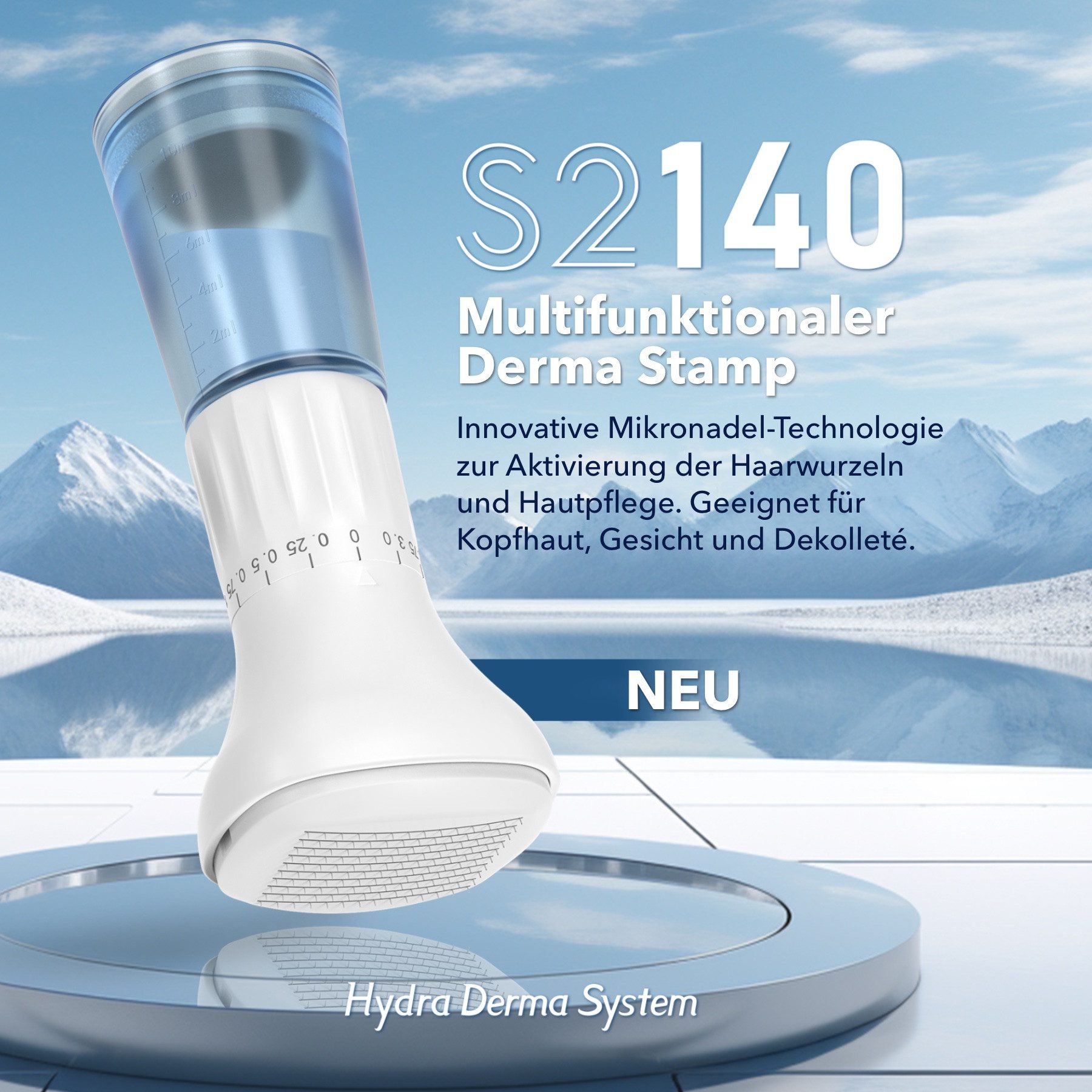P-Beauty Cosmetic Accessories Micro-Needling Derma Stamp Dermapen Mesoroller 140 Edelstahl Nadeln mit Serumtank, 1-tlg., Falten, Flüssigkeitszufuhr, Frühzeitige Alterungsanzeichen