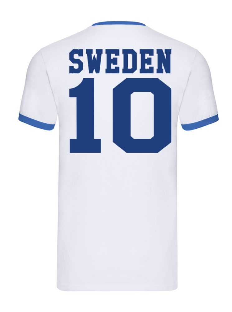Blondie & Herren WM Sweden Meister Trikot Europa EM Sport T-Shirt Brownie Schweden Fußball Blau/Weiss