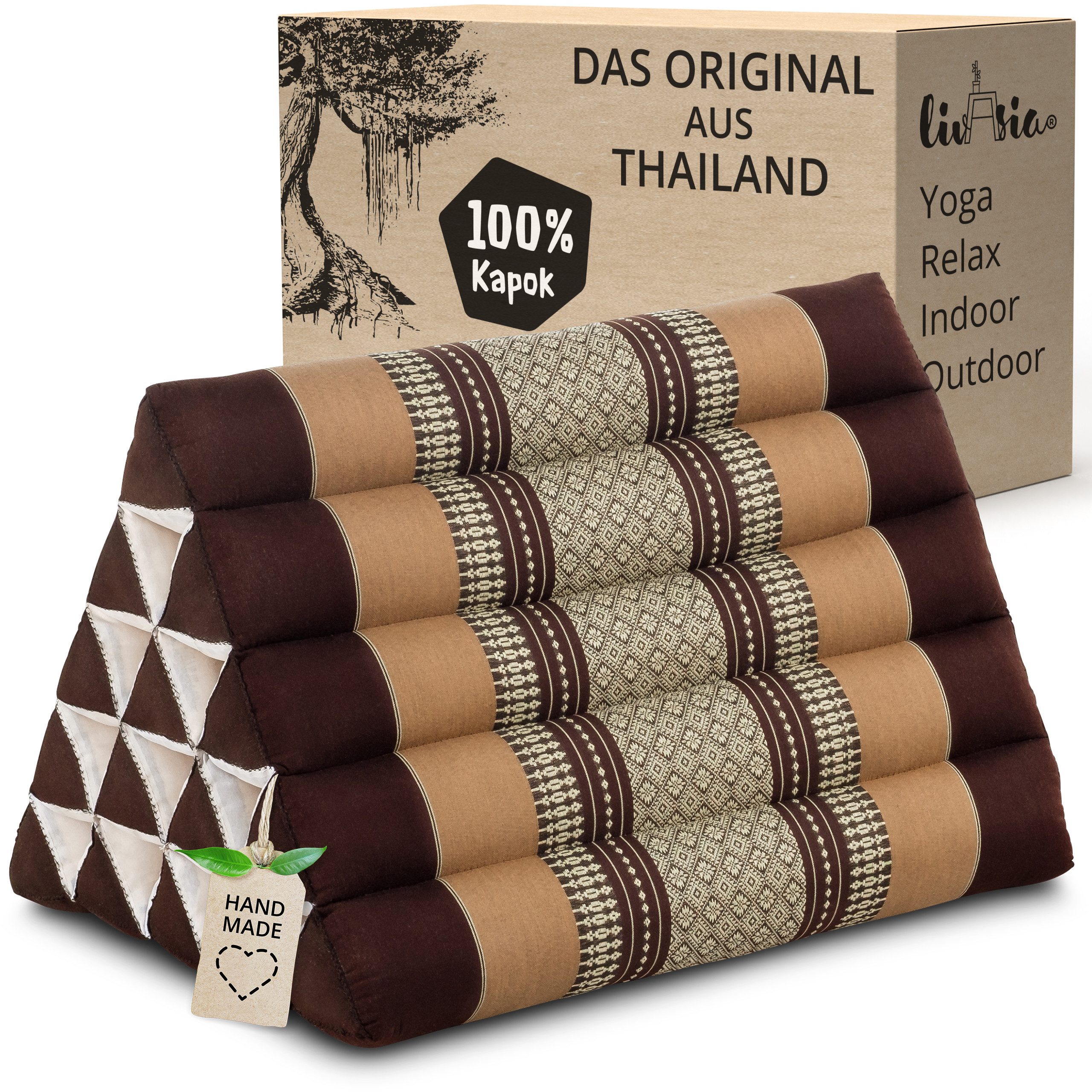 livasia Keilkissen Dreieckskissen hoch (Classic) vegan und handgefertigt, 38x55x34cm, Kapok