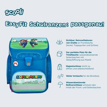 Scooli Schulranzen EasyFit (Set, 6-tlg., inkl. Federmappe), SUPER MARIO Nintendo Games