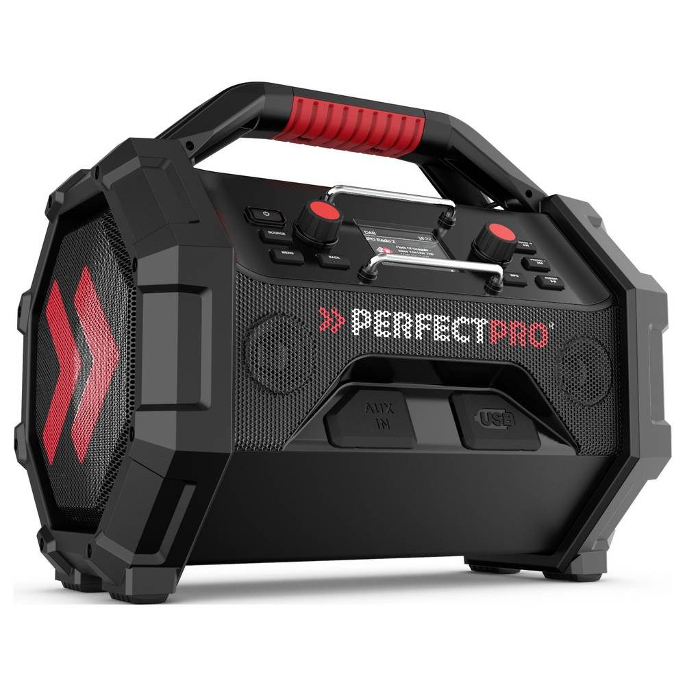 PerfectPro Rocktagon 18v Baustellenradio DAB+, FM Schwarz, Rot OCT-18V Radio
