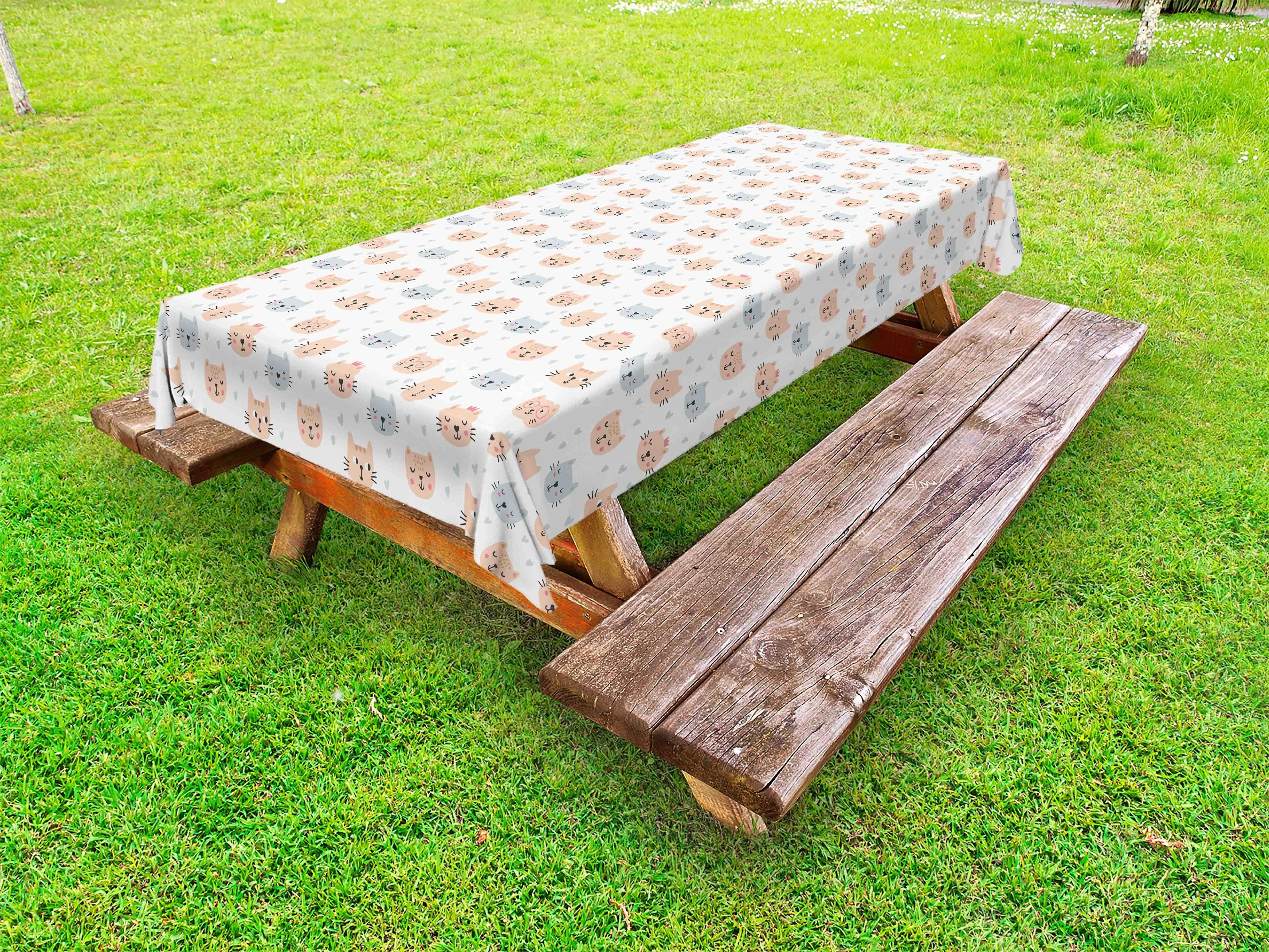dekorative Picknick-Tischdecke, waschbare Süße Art-Haustier-Theme Tischdecke Katze Doodle Abakuhaus