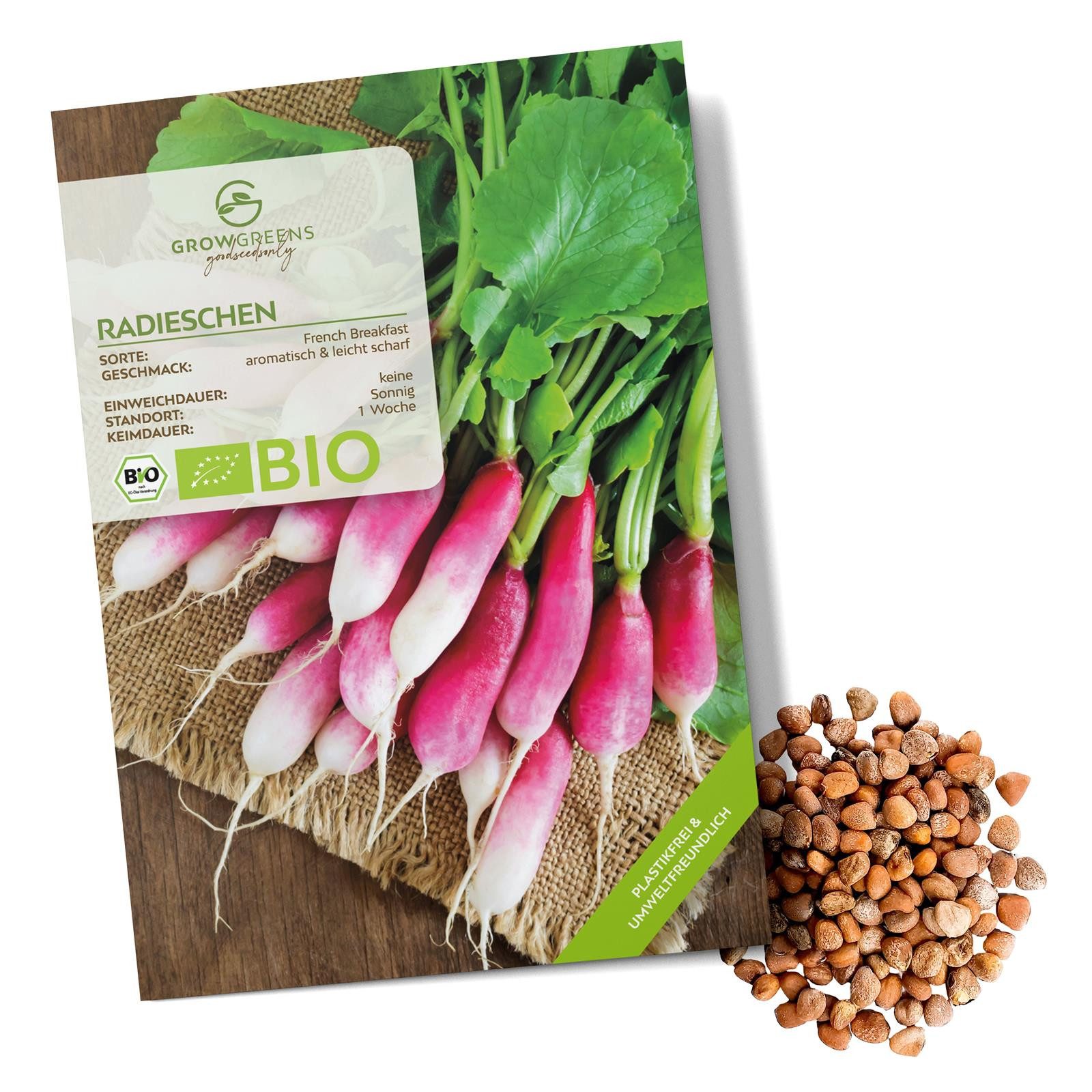 Growgreens Gemüsesamen BIO Radieschen Samen (French Breakfast) - Radieschen günstig online kaufen