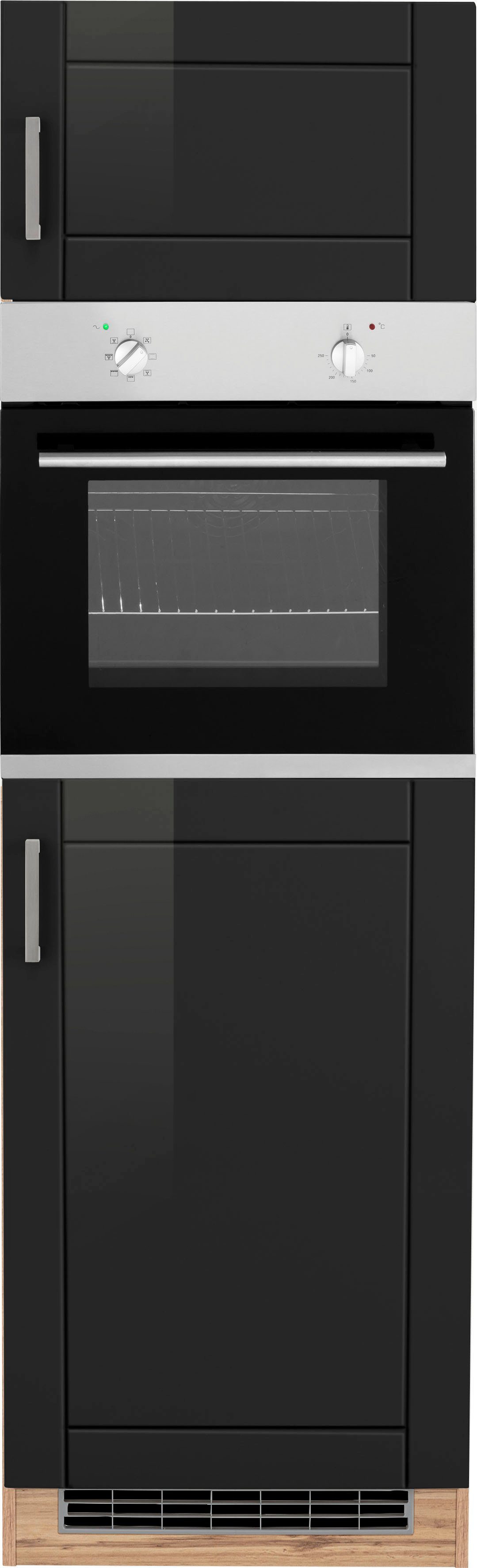 HELD MÖBEL Fronten, 60 breit, cm Backofen | schwarz MDF 200 Tinnum für wotaneiche hoch, Backofenumbauschrank Metallgriffe, cm