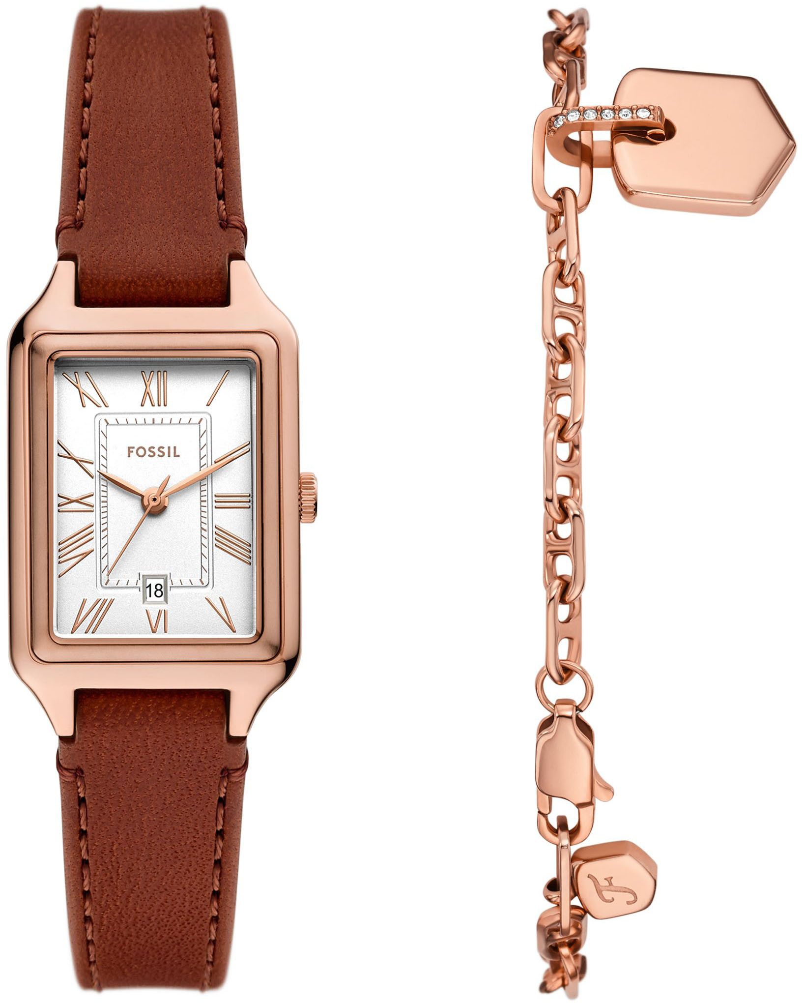 Fossil Quarzuhr RAQUEL ES5377SET, (Set, 2-tlg., mit Armband), Armbanduhr, D günstig online kaufen