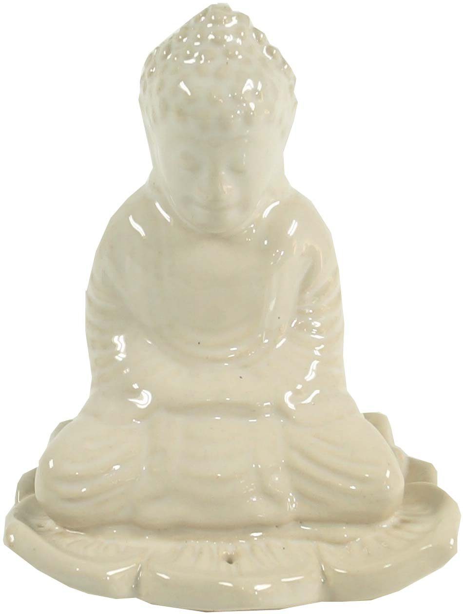 Guru-Shop Räucherstäbchen-Halter Modell -.. weiß Räucherstäbchenhalter aus Buddha 19 Keramik