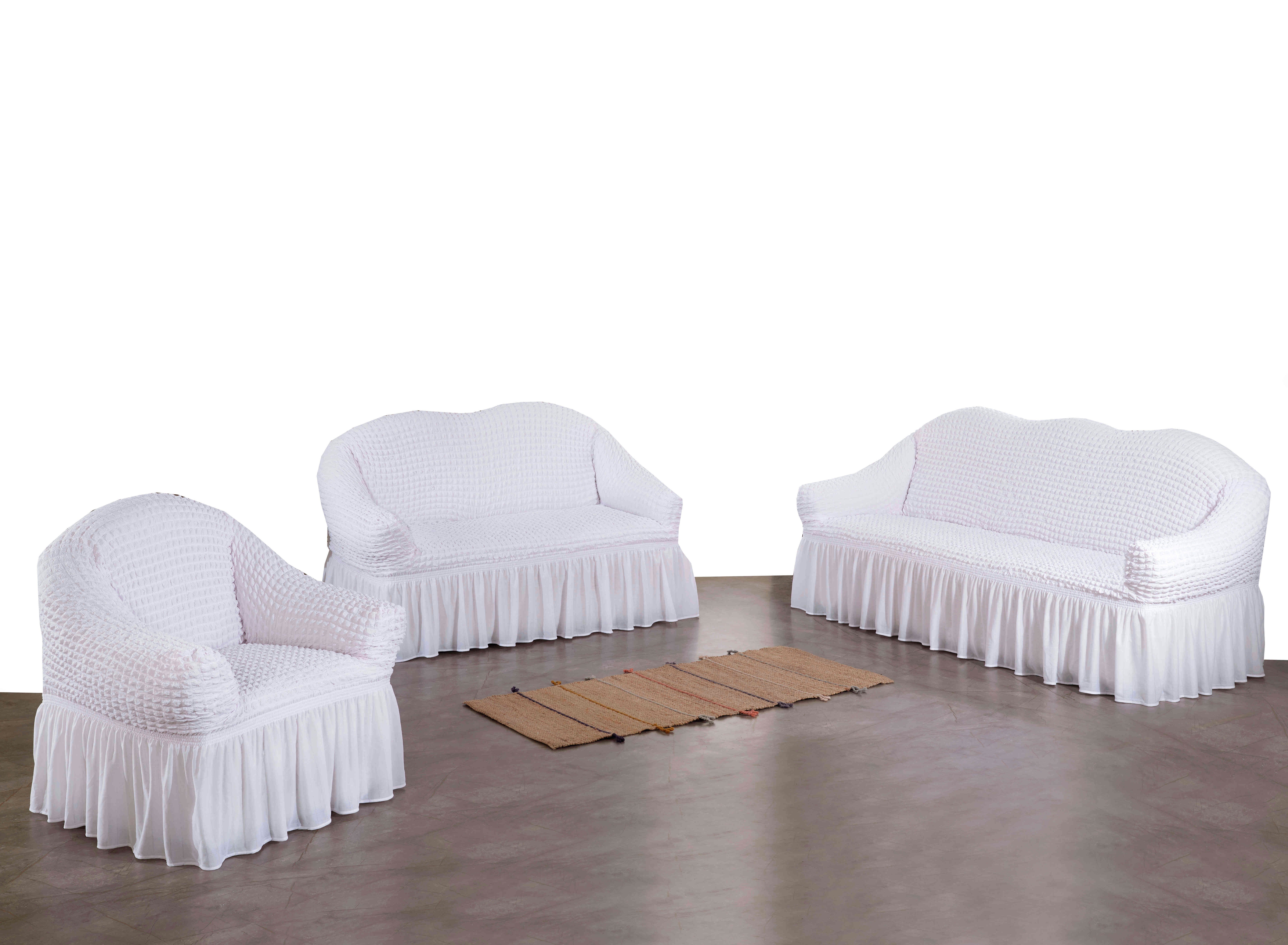 Sofahusse SF, Palace Sofabezug Sofaueberwurf Sofahusse Sofagarnitur Set für My 1+2+3 Weiß