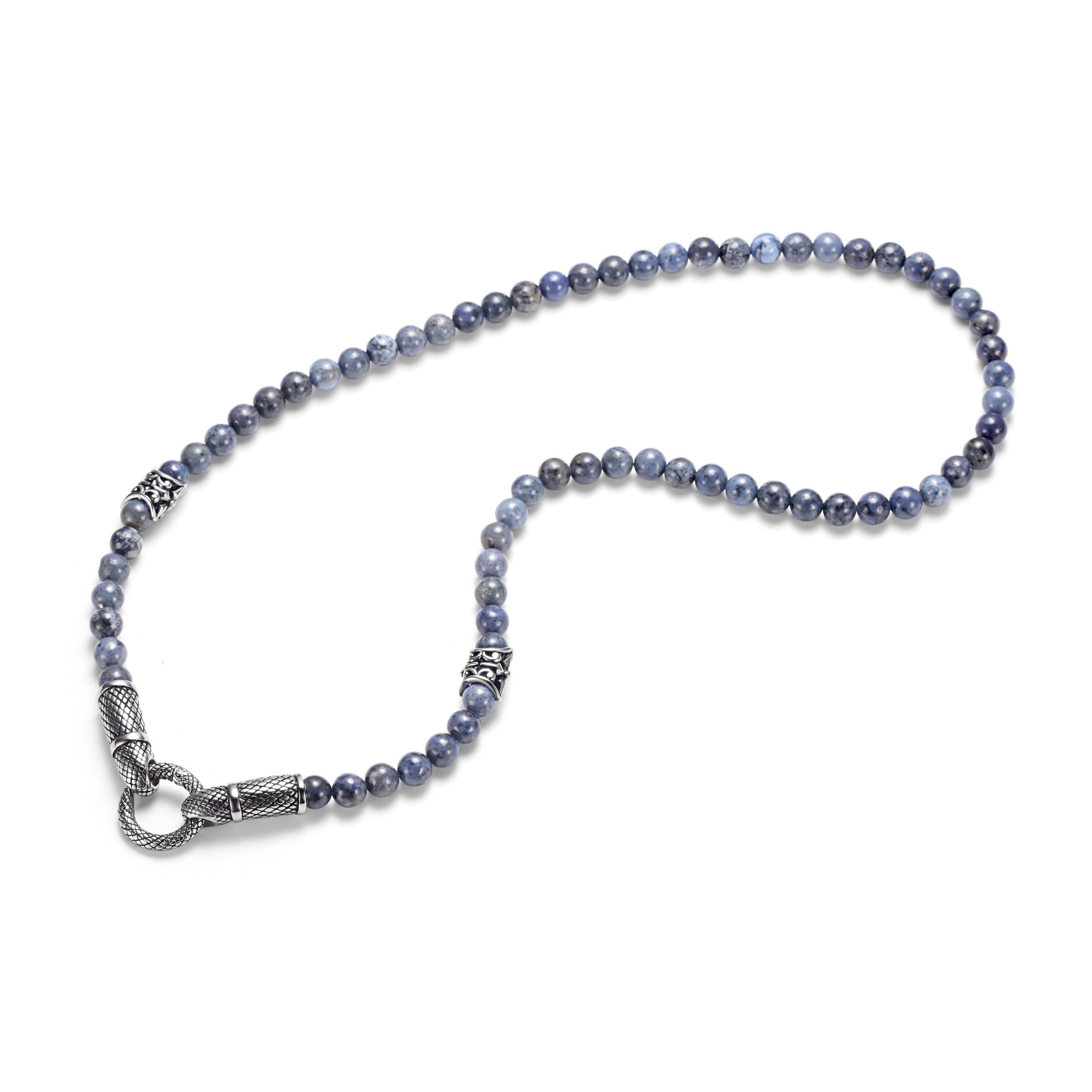 Bead-Ketten-Set Unisex blaue Dumortierit Steine Edelstahl Elemente Ringverschluss
