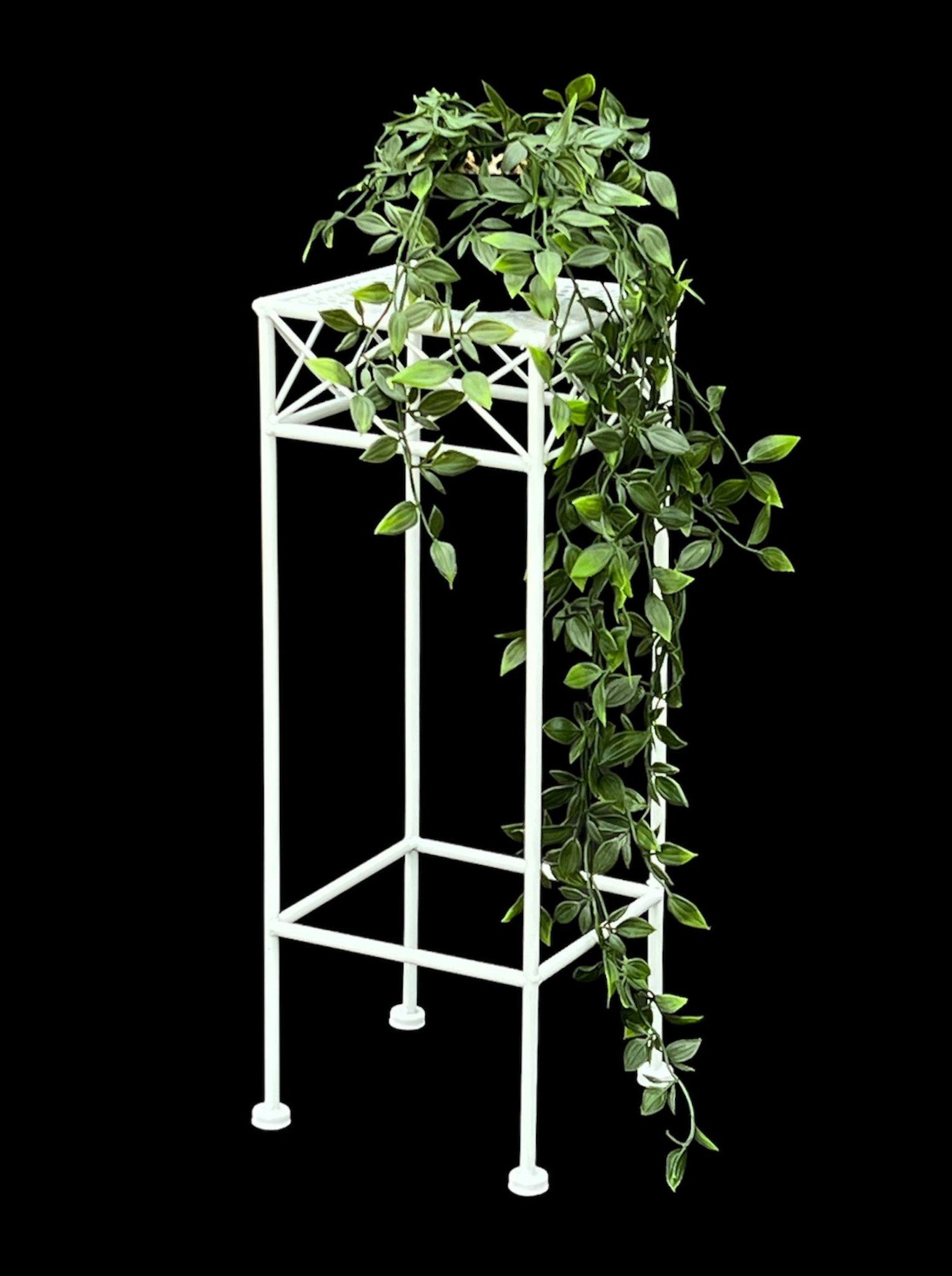 Beistelltisch Weiß Metall cm 70-50 Eckig Blumenhocker Blumenständer DanDiBo Blumenständer