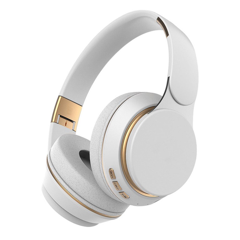GelldG Kabellose Kopfhörer über Ohr, Bluetooth-Kopfhörer mit Mikrofon Kopfhörer Weiß
