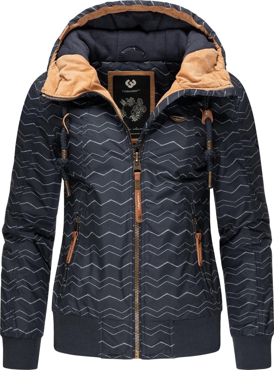 Ragwear Outdoorjacke Druna Zig Zag Winter sportliche Winterjacke mit Kapuze und Print