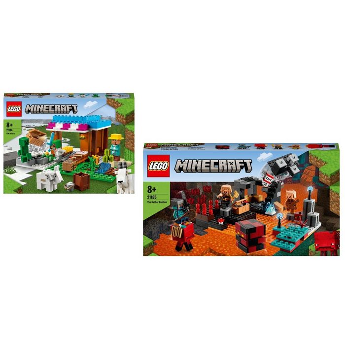 LEGO® Konstruktions-Spielset Minecraft 2er Set: 21184 Bäckerei + 21185 Netherb