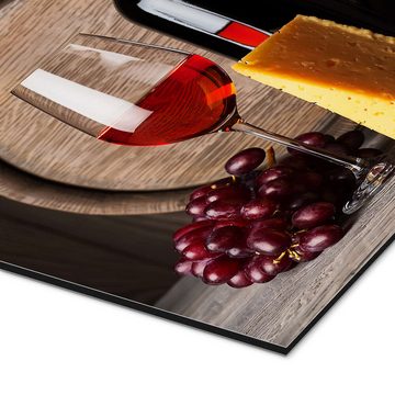 Posterlounge Alu-Dibond-Druck Editors Choice, Rotwein mit Käse und Trauben, Mediterran Fotografie