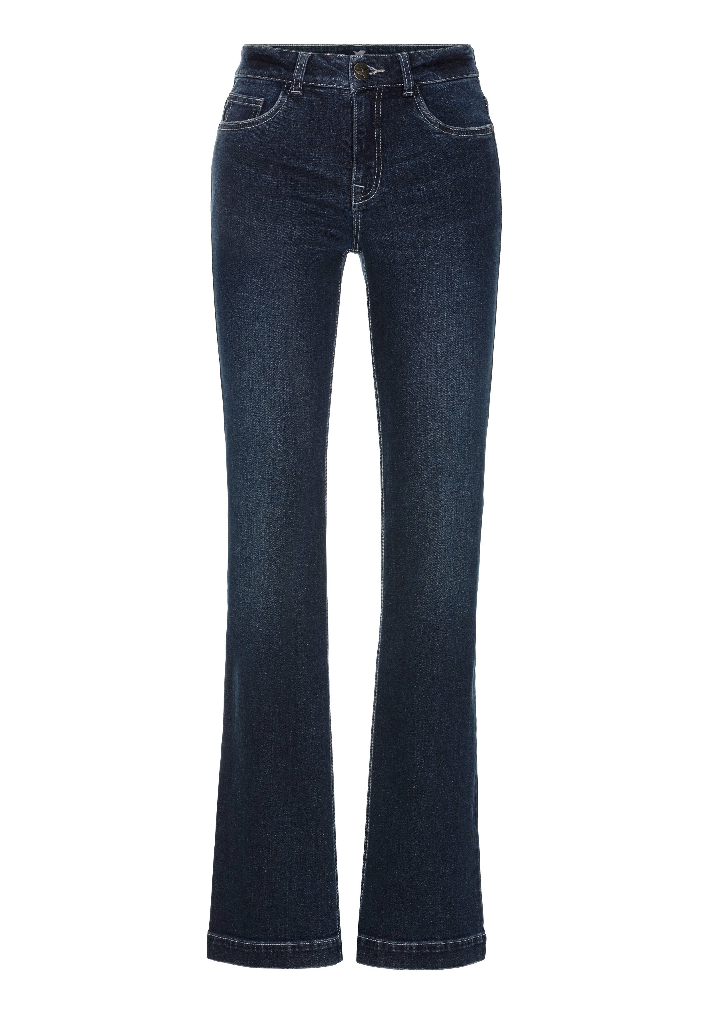 Arizona Gerade Jeans weite Beinform, Used-Look-Waschung, hohe Taille – Bild 5 von 5