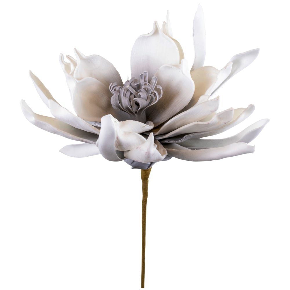 Kunstblume Kunstblumen Lotus grau weiß Pflanzen Deko Ø 20x60 Lotus, matches21 HOME & HOBBY, Höhe 60 cm