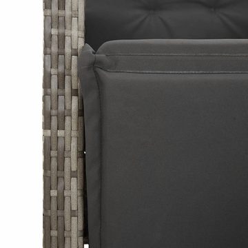 vidaXL Gartenlounge-Set 3-tlg. Bistro-Set mit Kissen Grau Poly Rattan, (3-tlg)