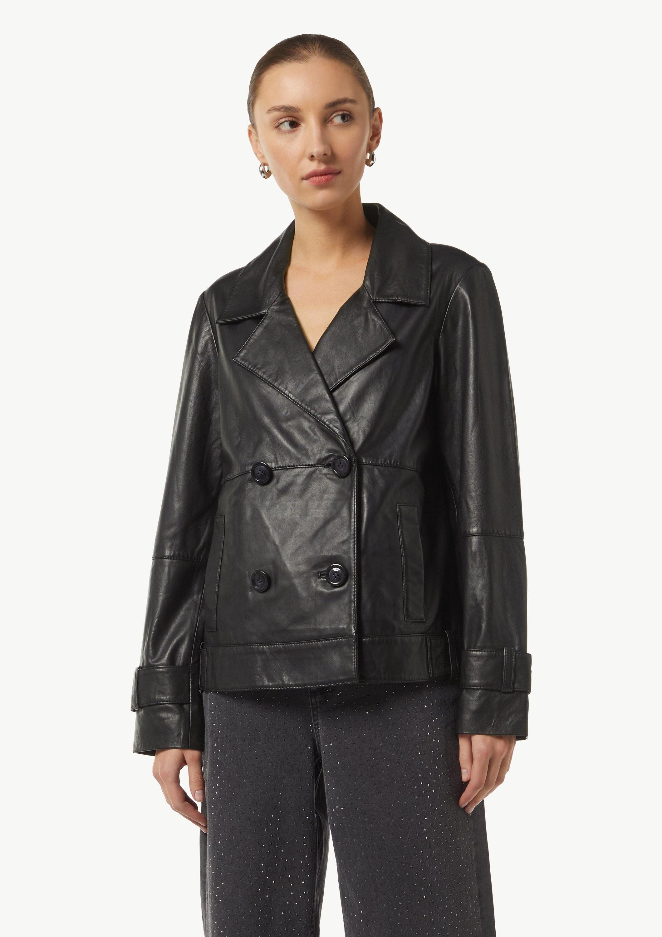 comma Funktionsjacke Outdoor-Jacke Caban-Jacke aus weichem Leder