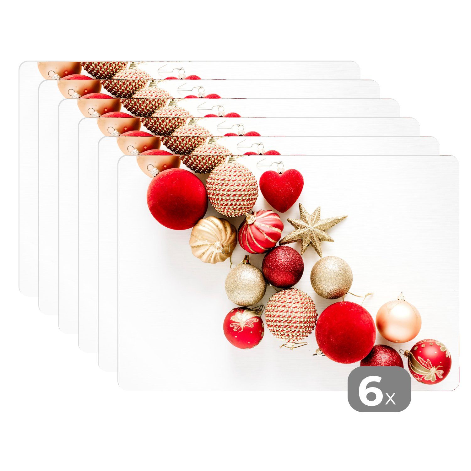 MuchoWow Platzset Winter - Weihnachten - Christbaumkugeln, (6-St), Platzset günstig online kaufen